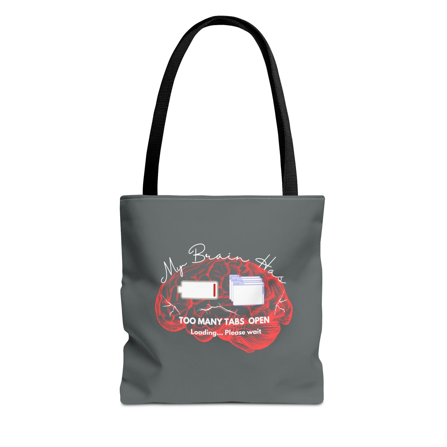 Brain overload tote bag with black handle