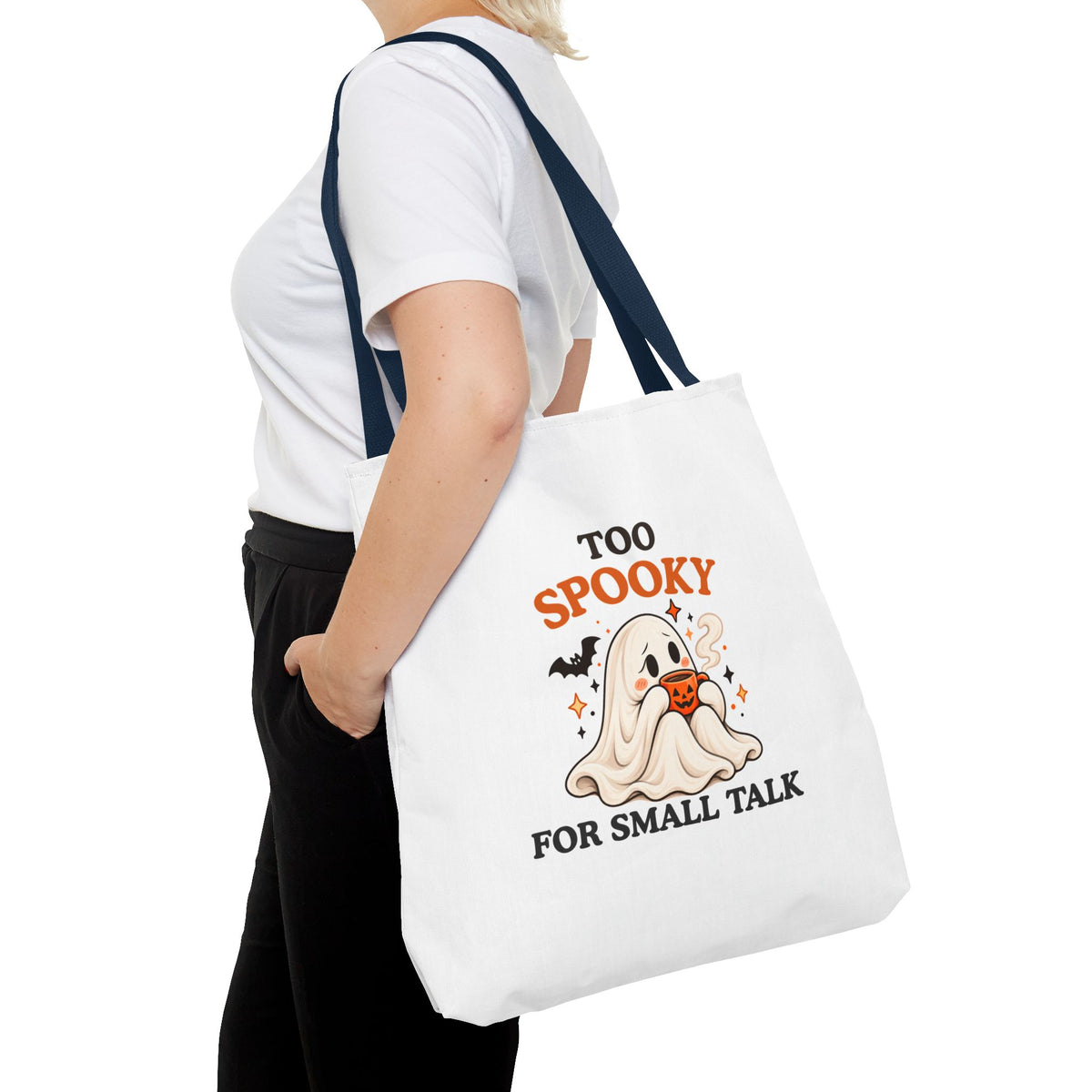 Introvert Tote Bag – Too Spooky for Small Talk Ghost Bag