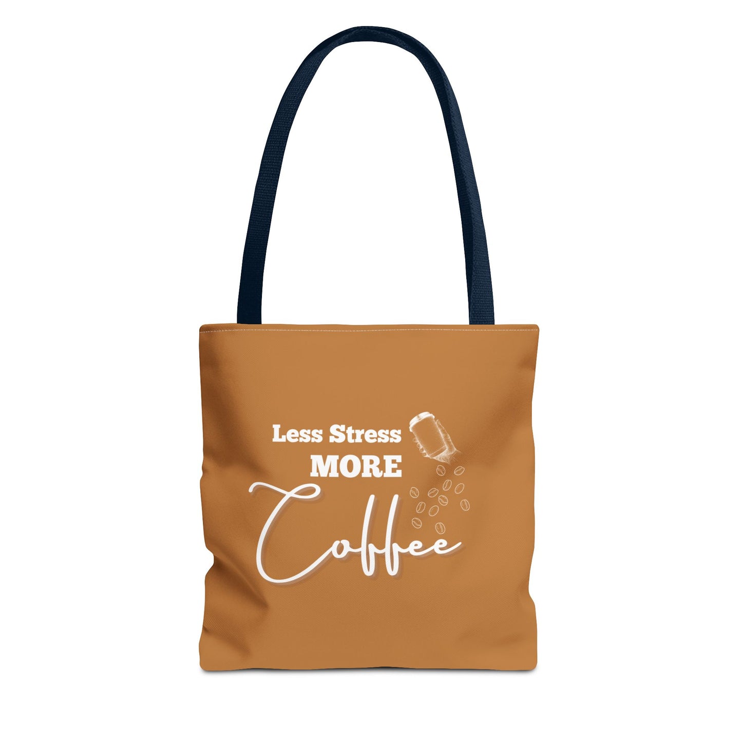 Coffee tote bag with navy handle