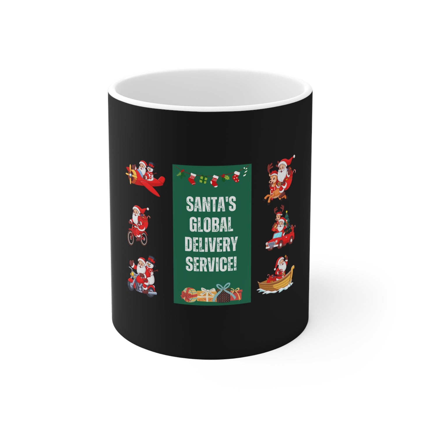 Santas Global Delivery Service Mug - Black