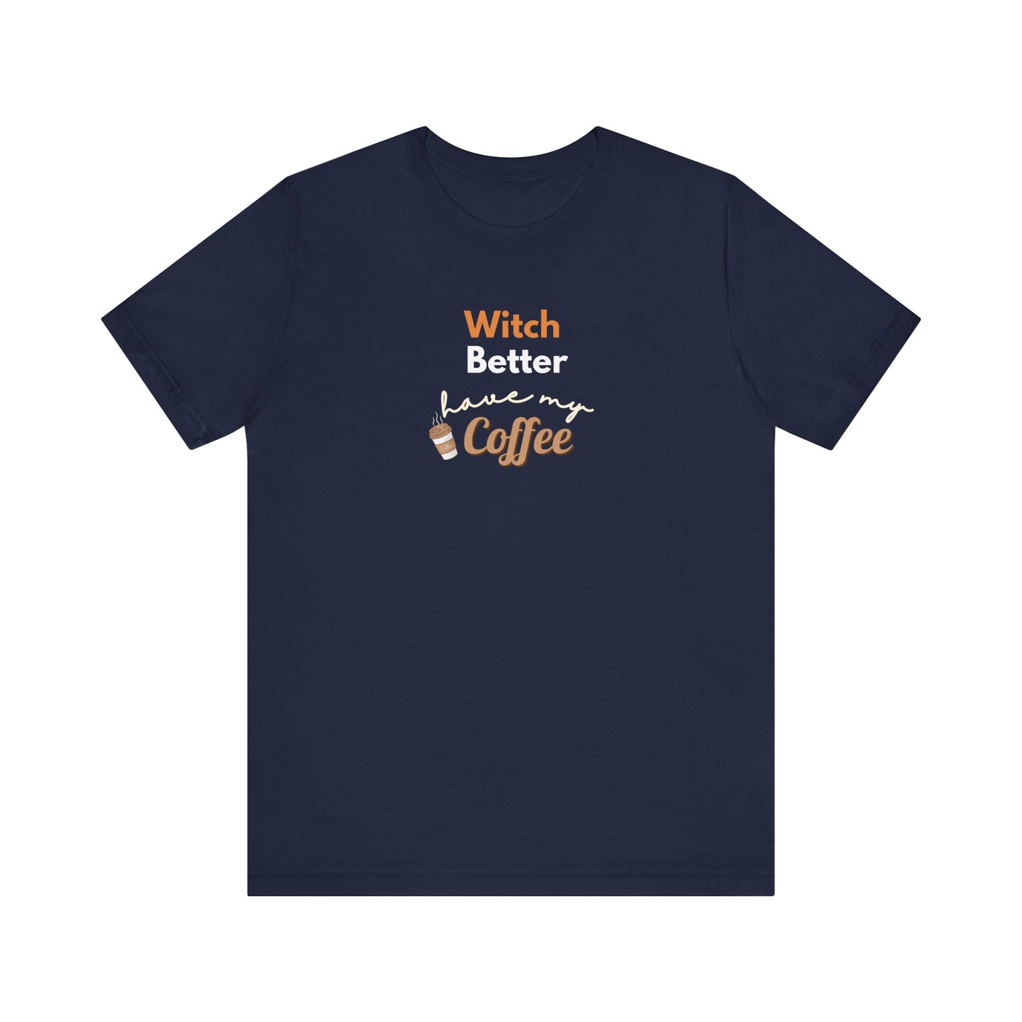 Navy blue t-shirt with humorous text design on a white background