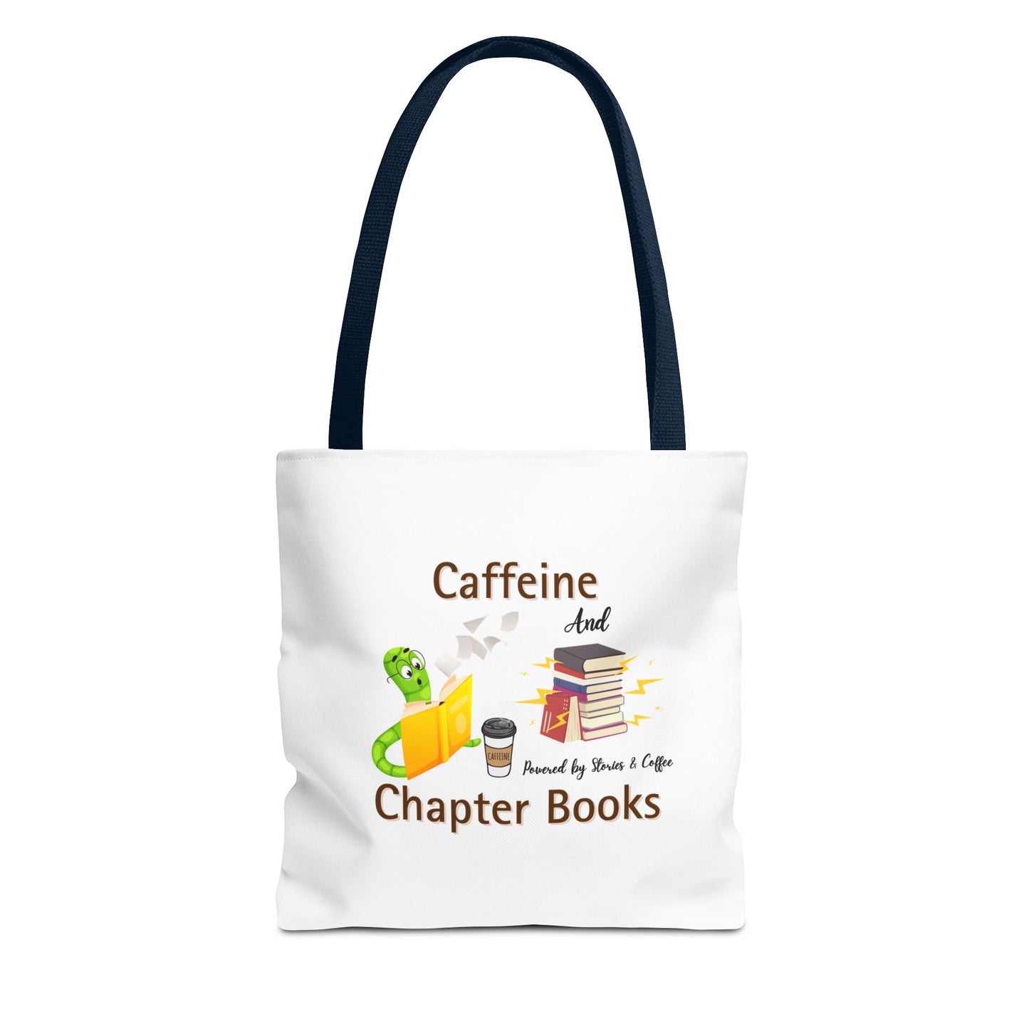 Reading and coffee vibes tote with navy handle