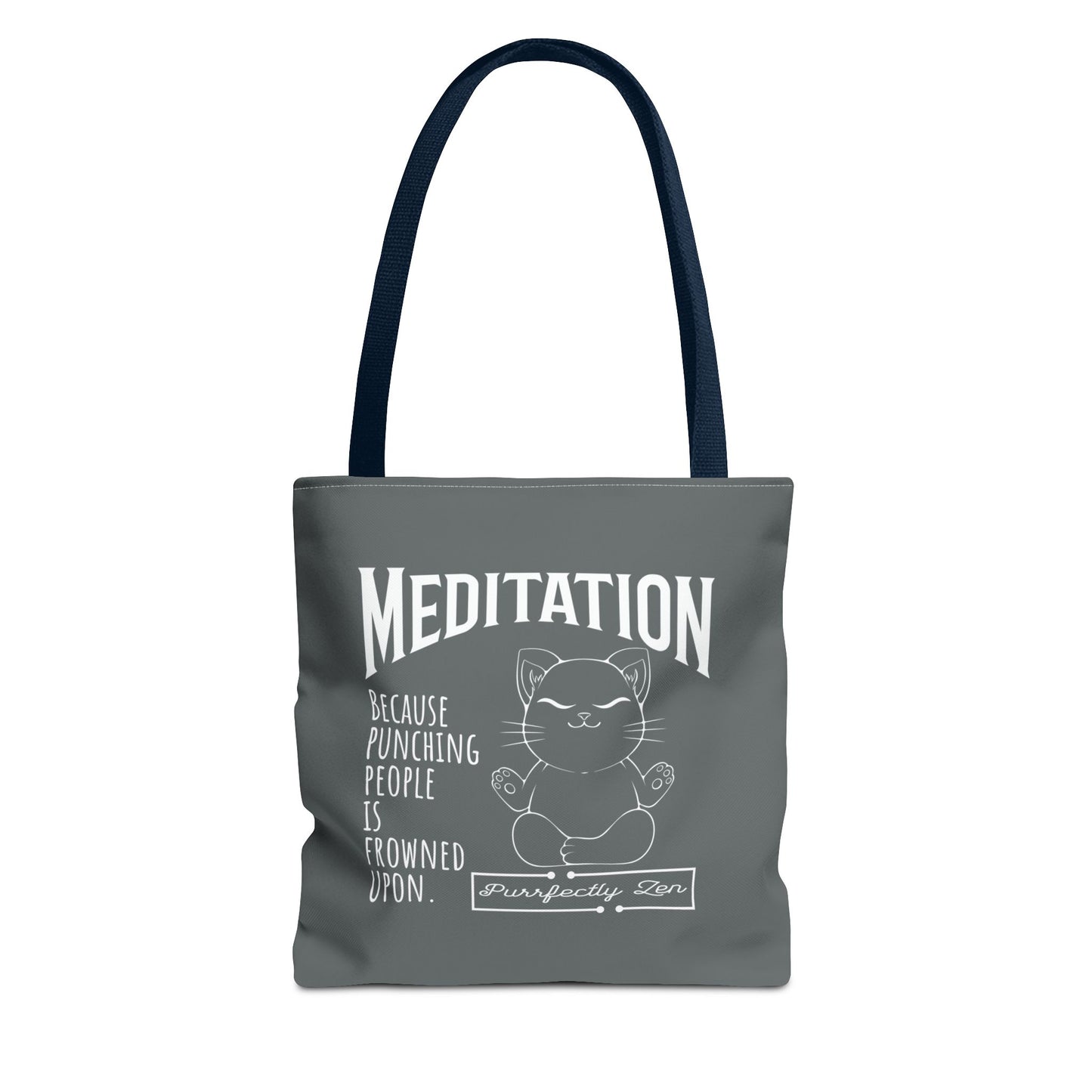 Meditation tote bag with navy strap