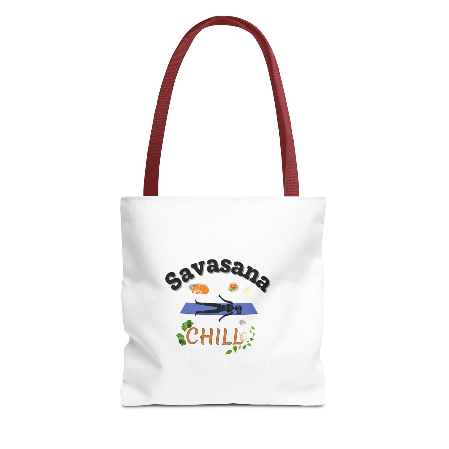 Savasana and Chill tote design - red handle