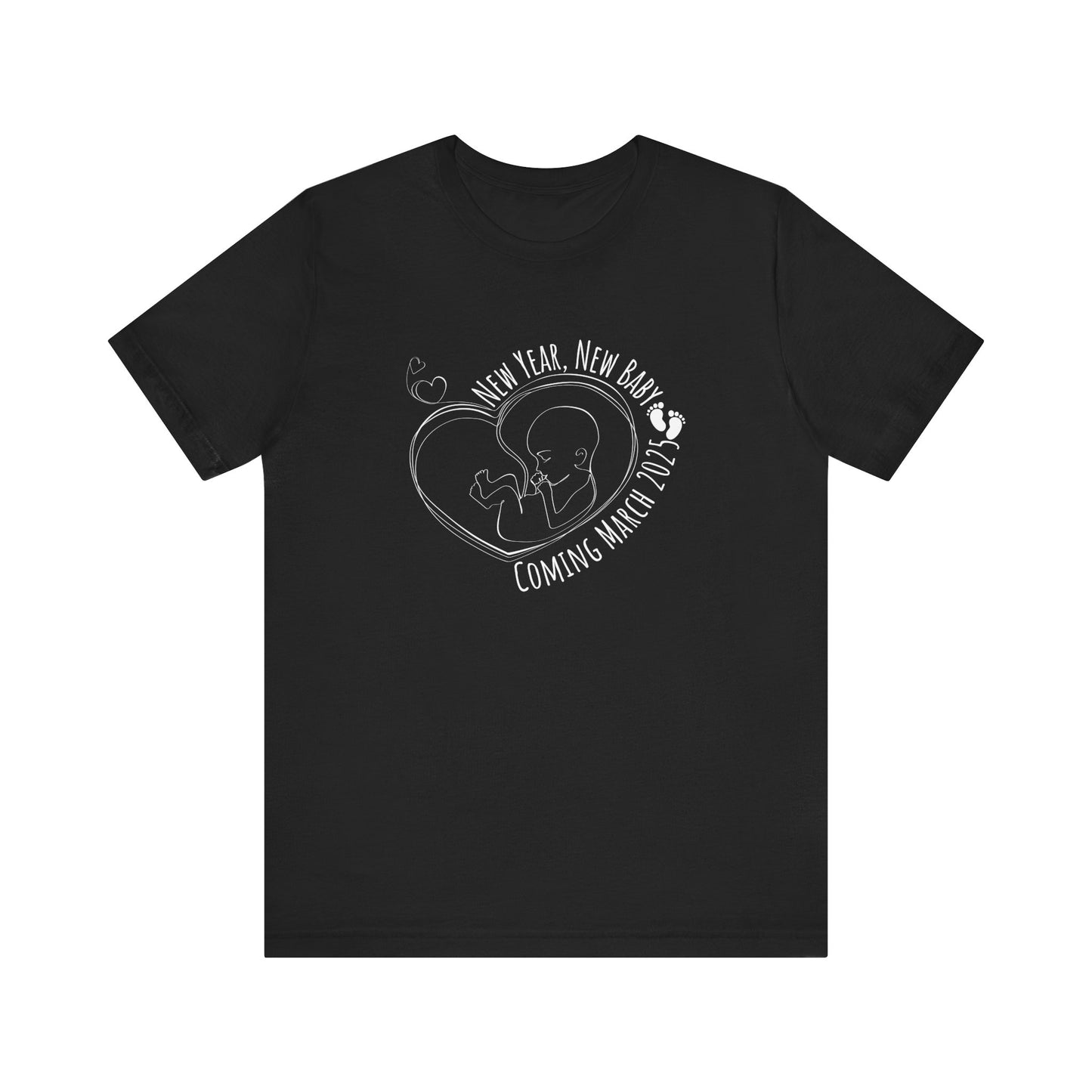 New Year, New Baby Coming March 2025 T-Shirt - Black