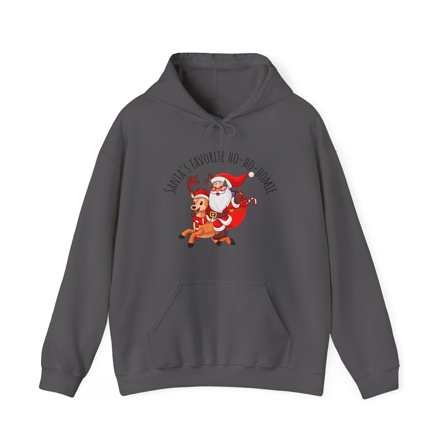 Santa's Favorite Ho Ho Homie - Cozy Christmas Hoodie - Charcoal