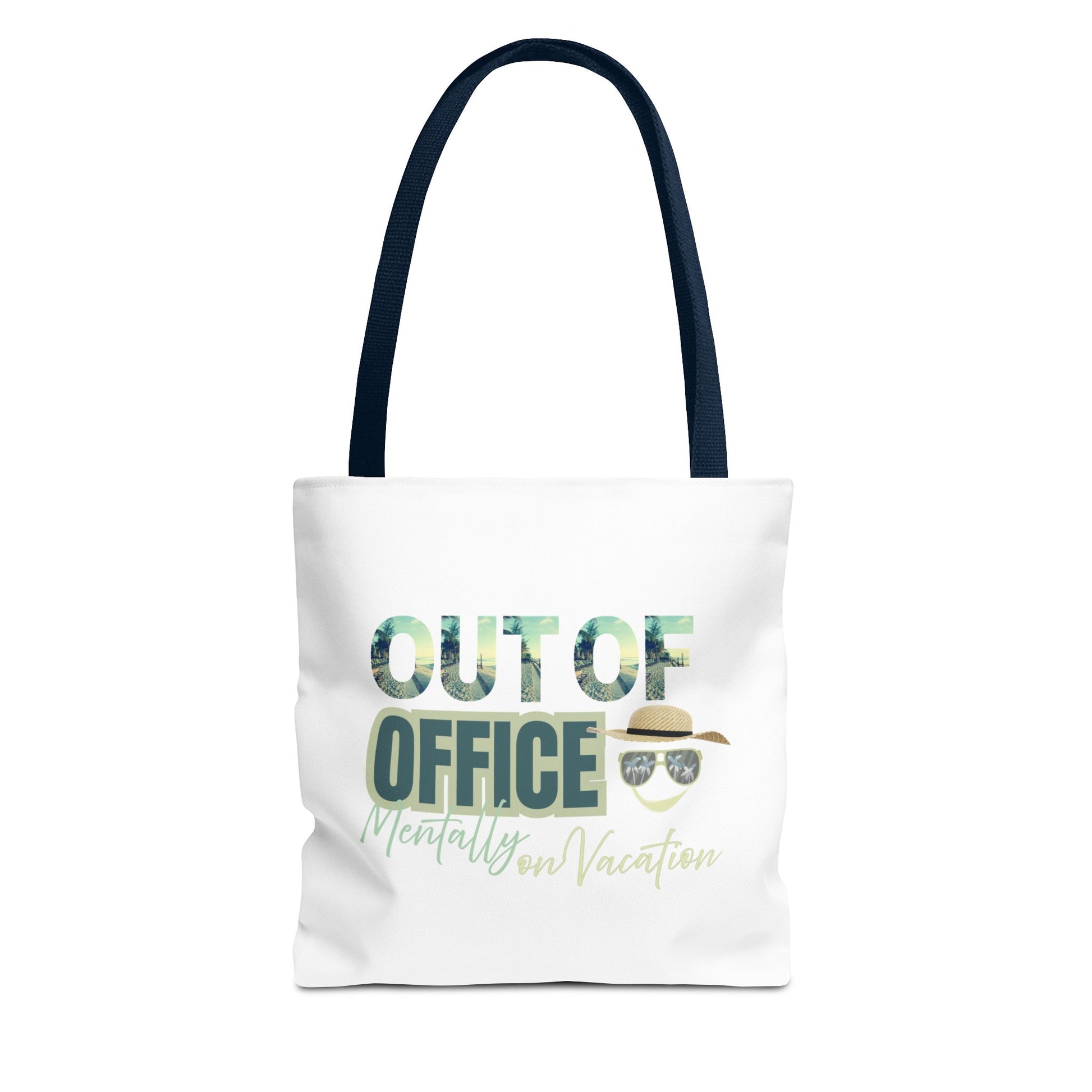 Beach tote bag with navy handle