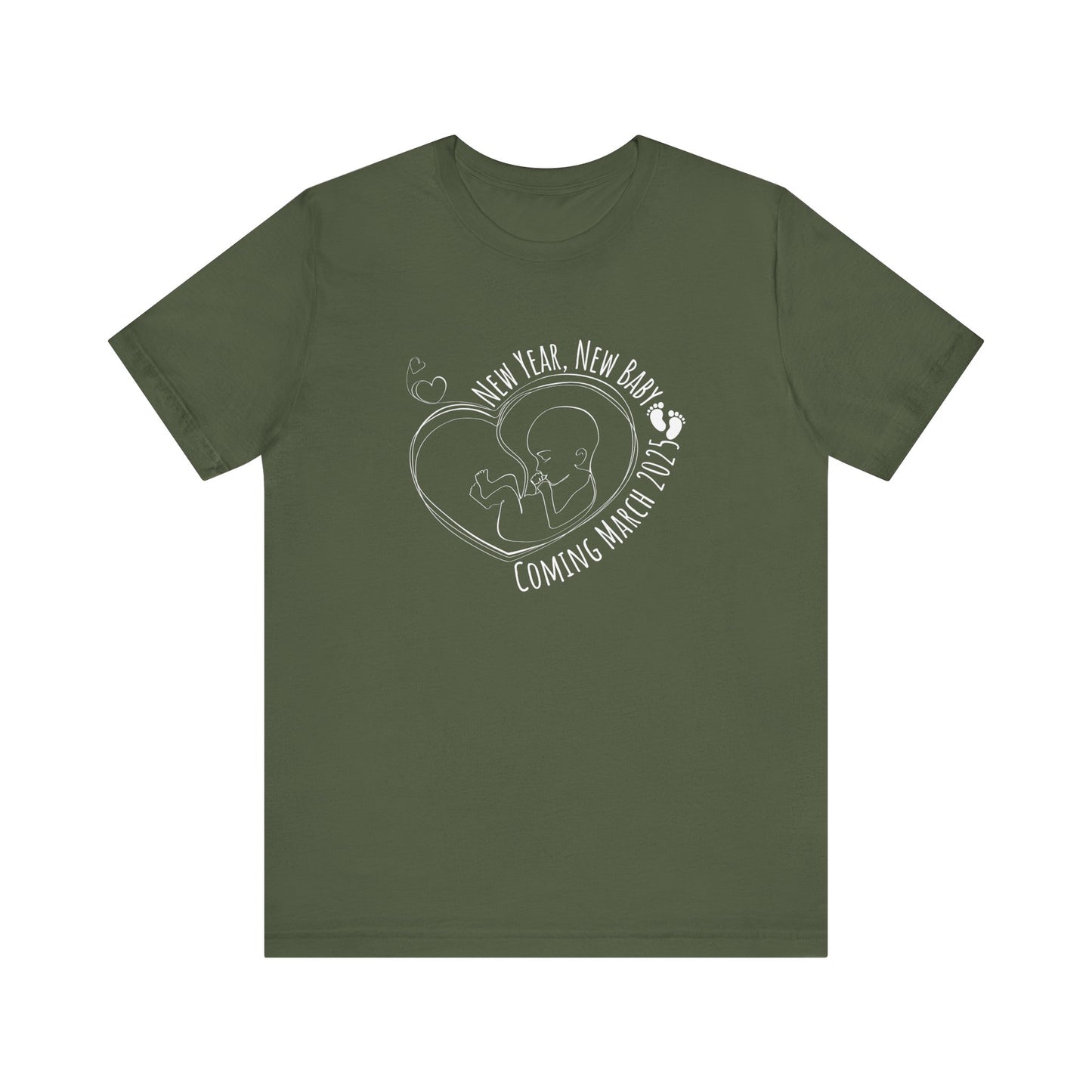 New Year, New Baby Coming March 2025 T-Shirt - Military Green