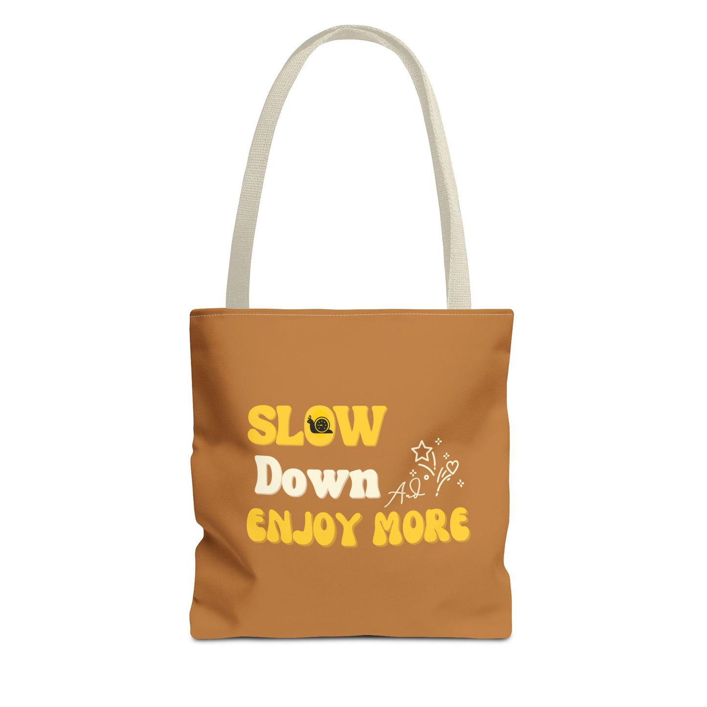 Slow living tote bag with beige handle