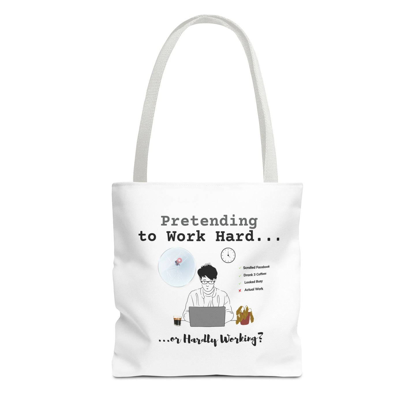 Overthinking tote for coworkers with white handle