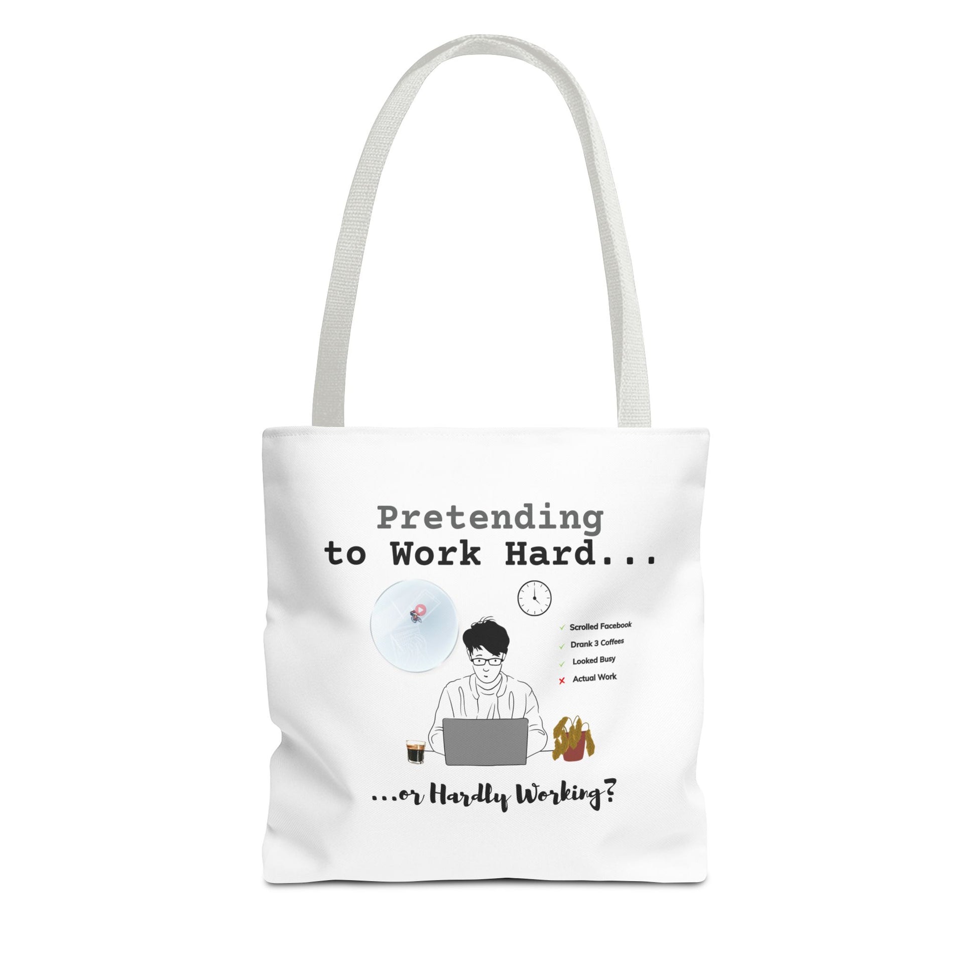 Overthinking tote for coworkers with white handle