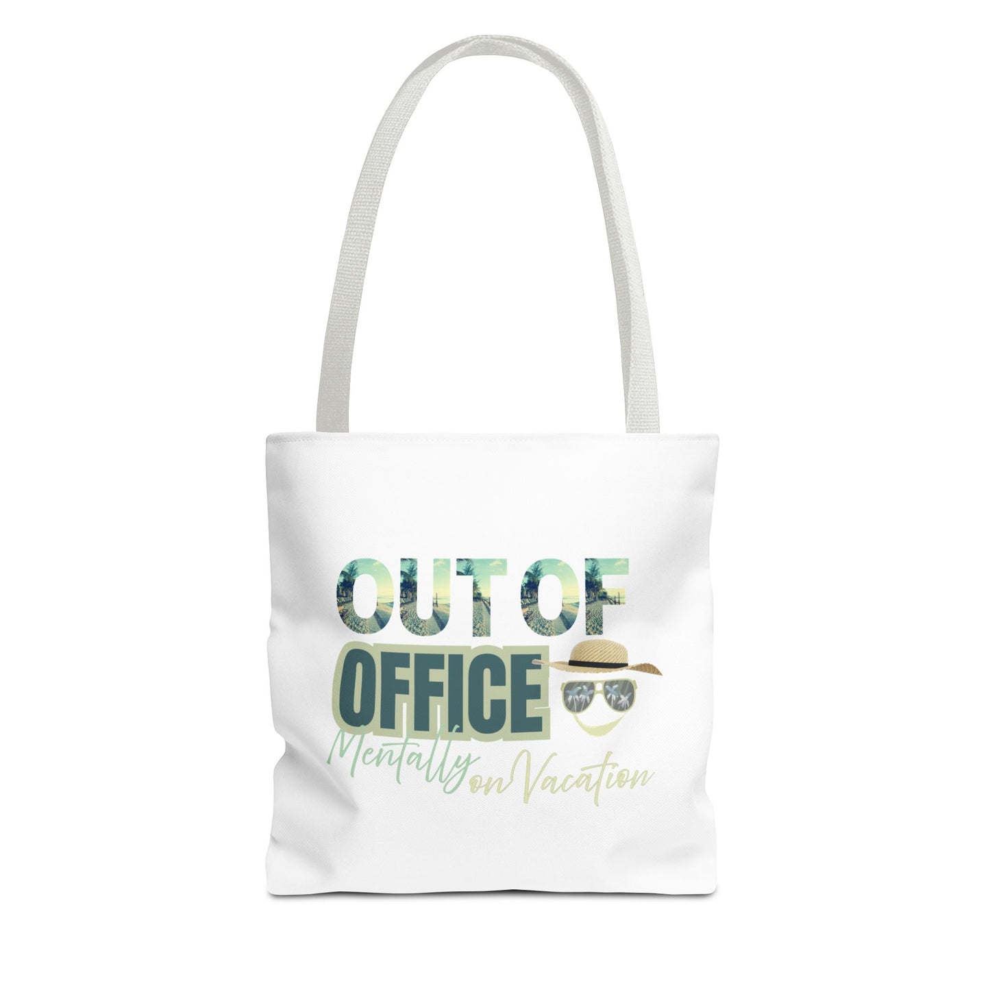 Beach tote bag with white handle