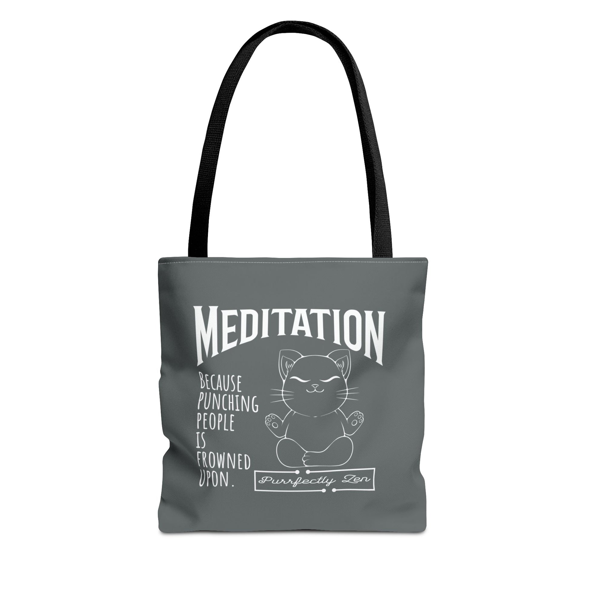 Meditation tote bag with black strap