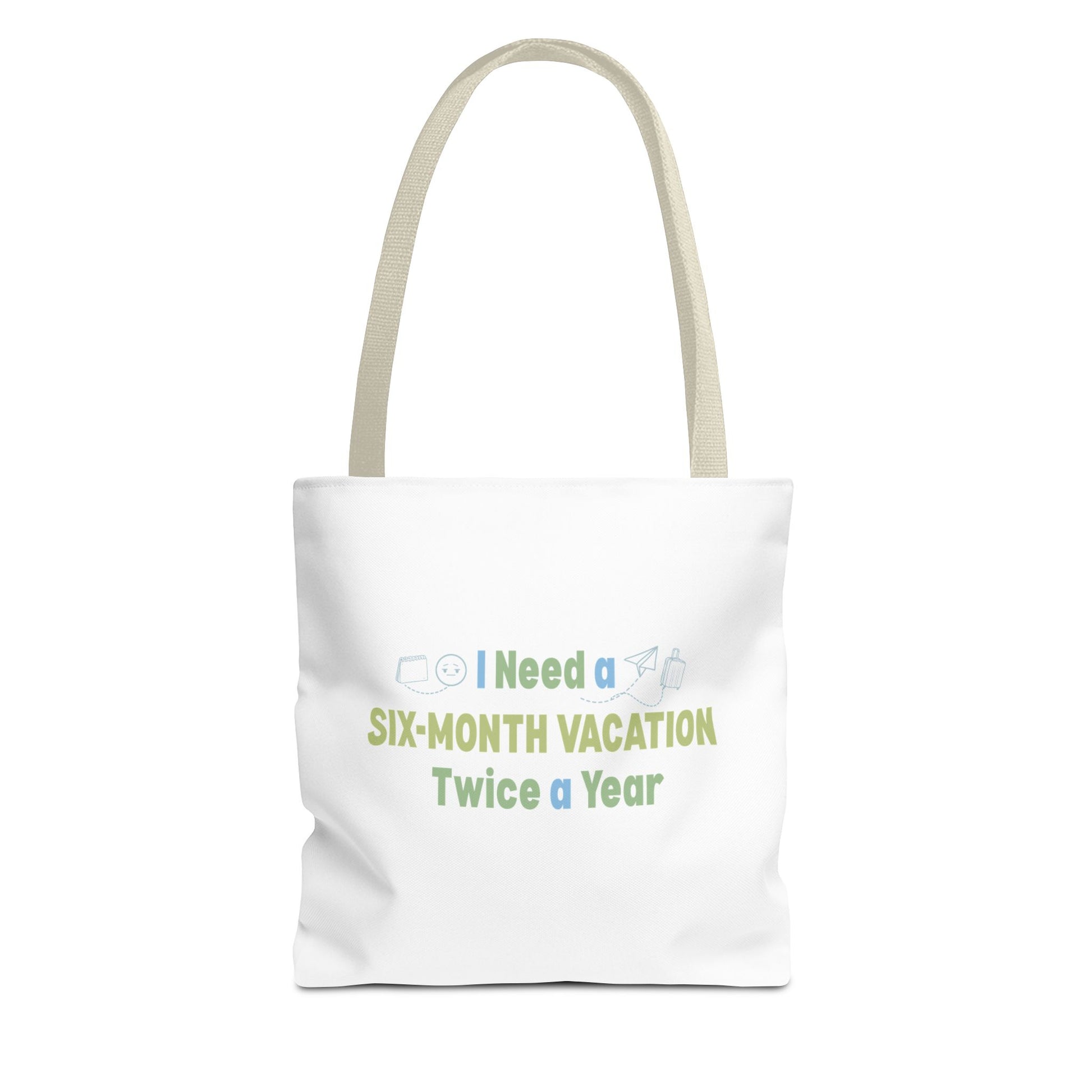 Vacation tote bag design with beige handle