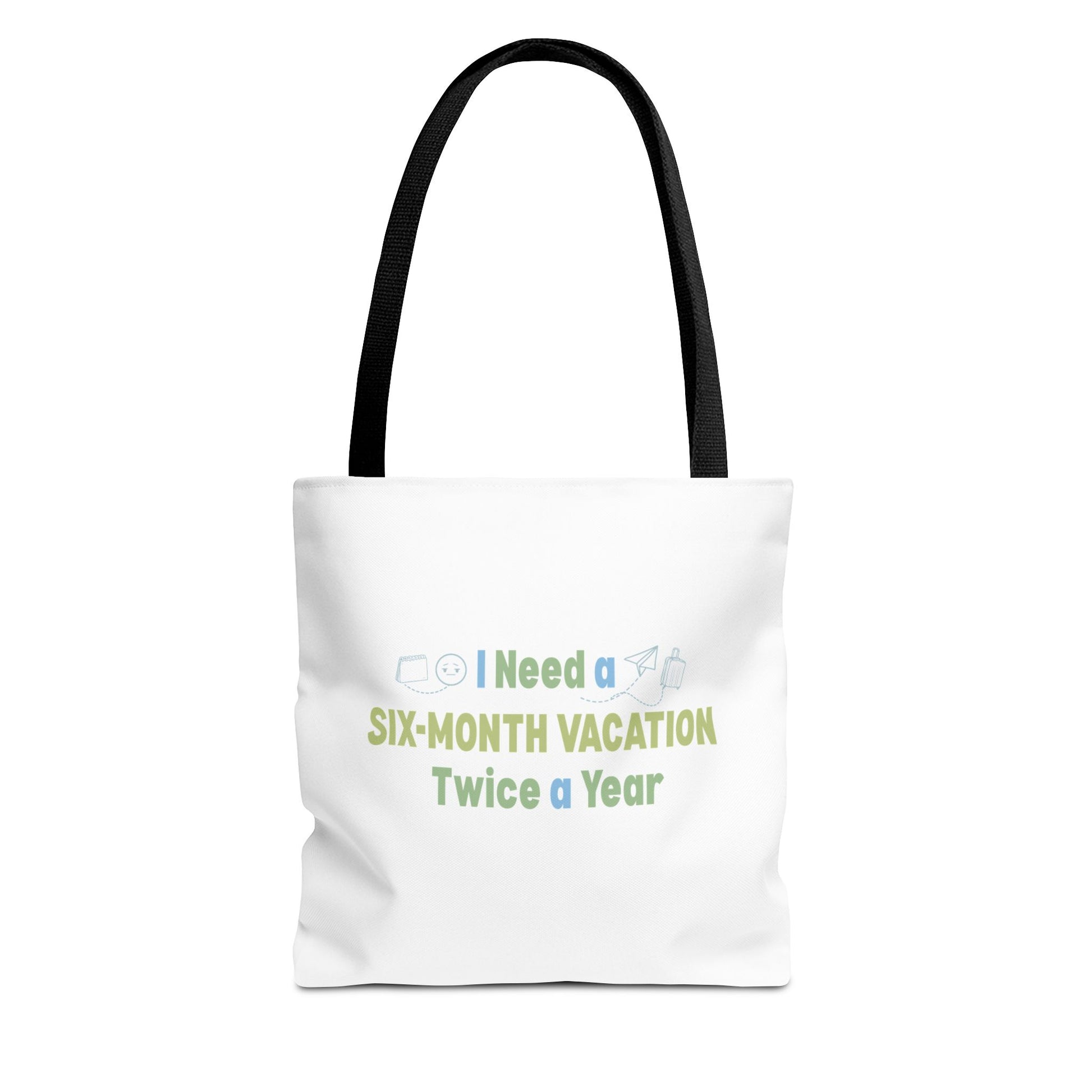 Vacation tote bag design with black handle