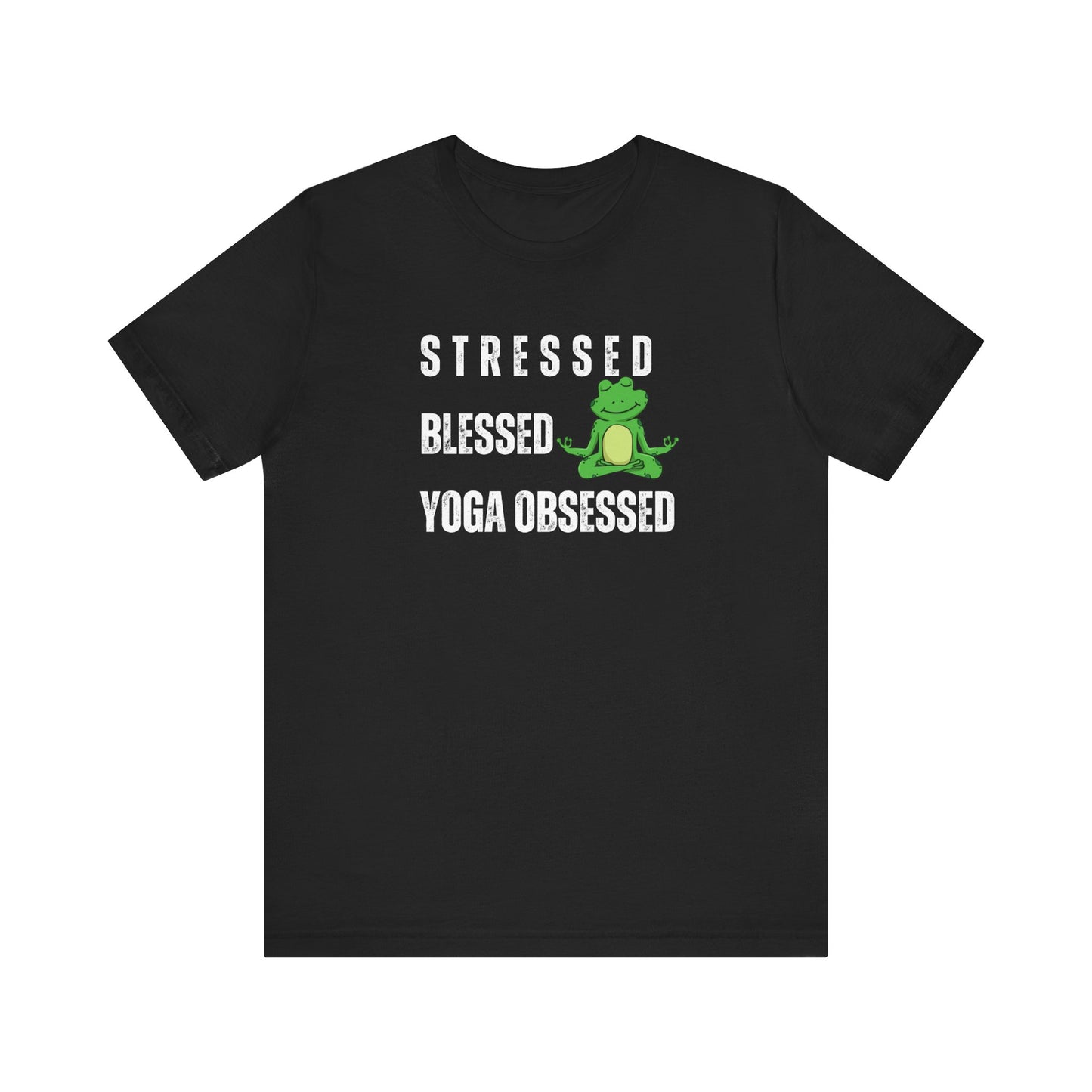 Stressed? blessed, yoga obsessed t-shirt - Black