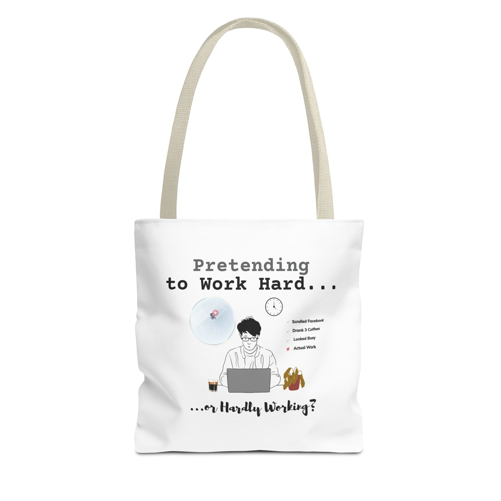 Overthinking tote for coworkers with beige handle