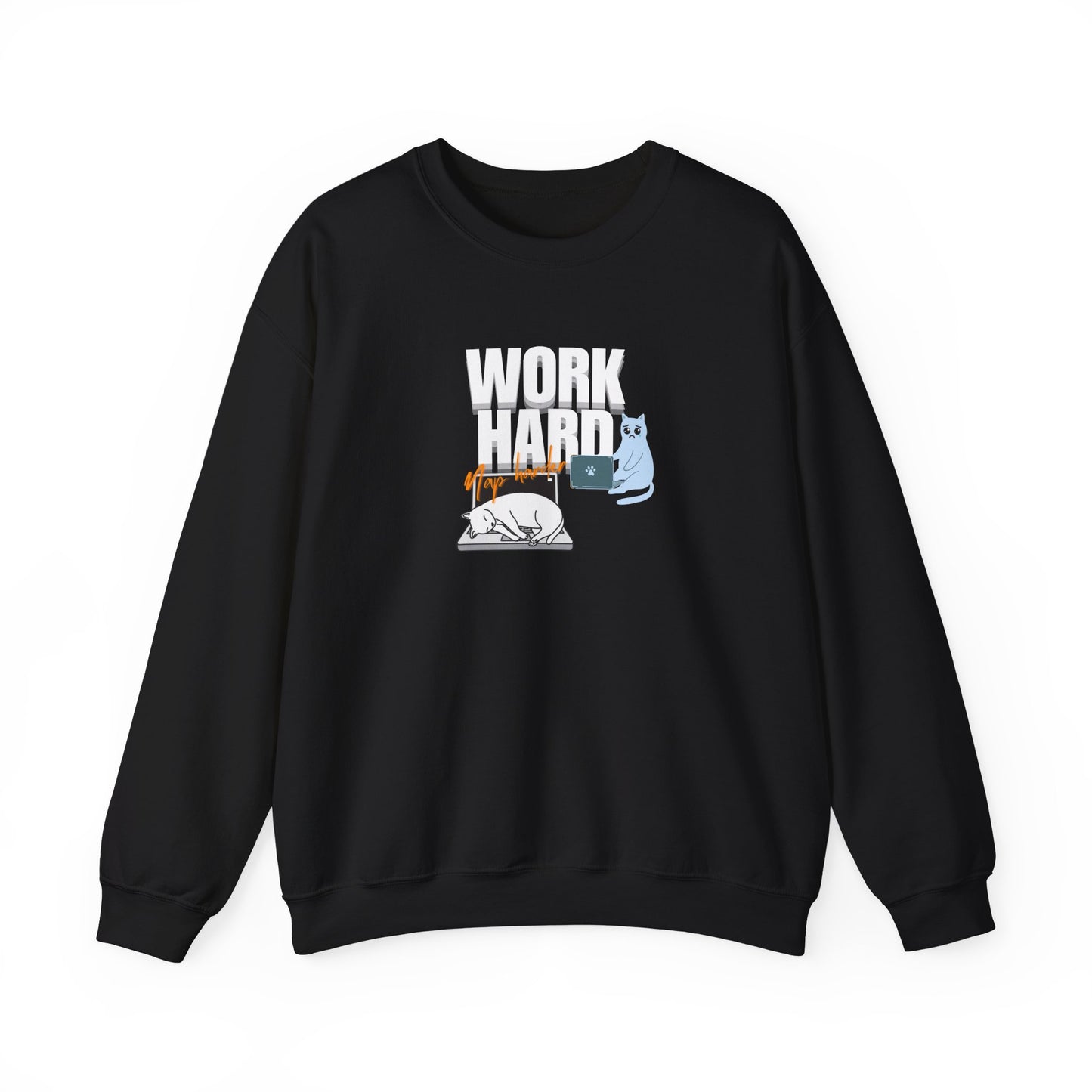 Work hard, nap harder sweatshirt - black