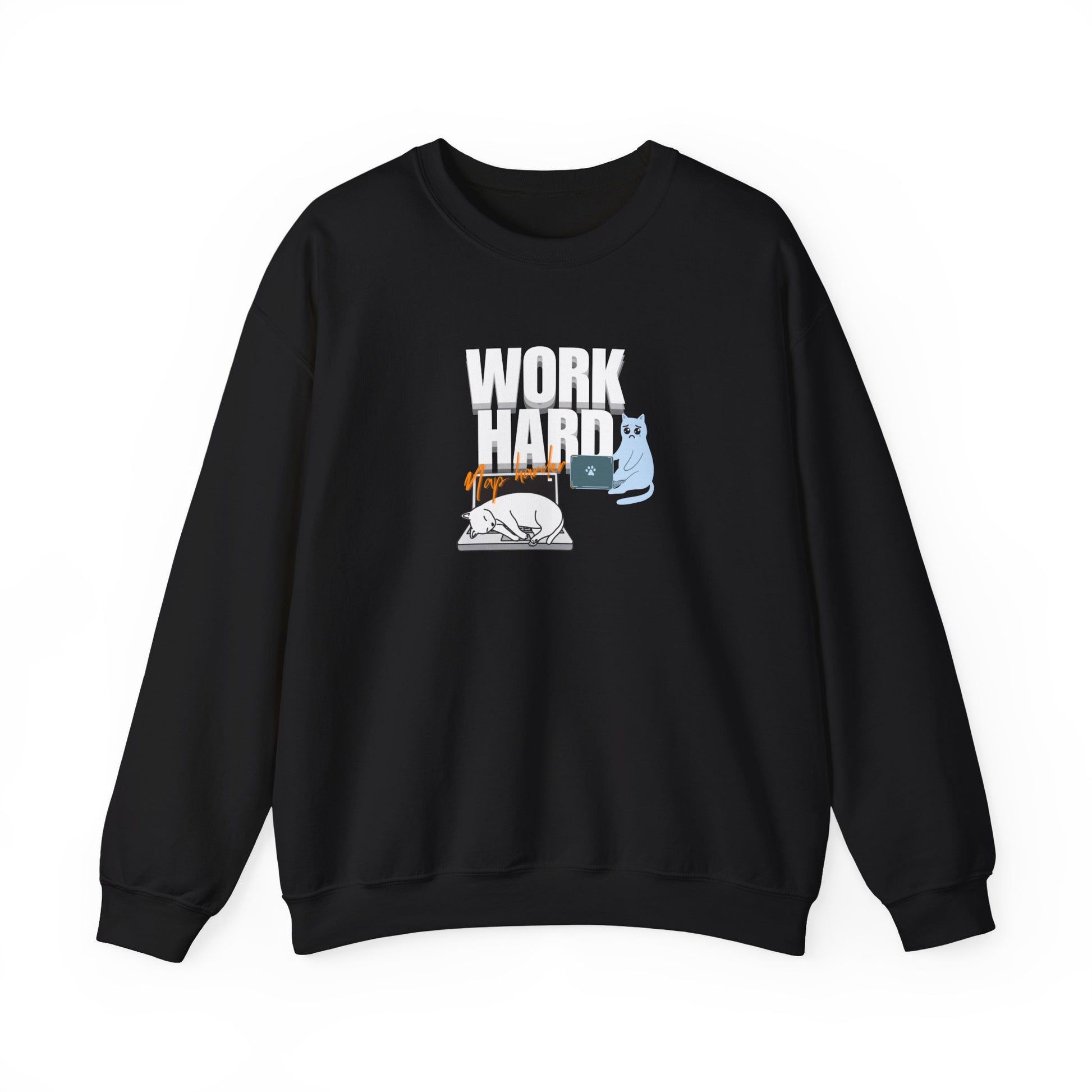 Work hard, nap harder sweatshirt - black