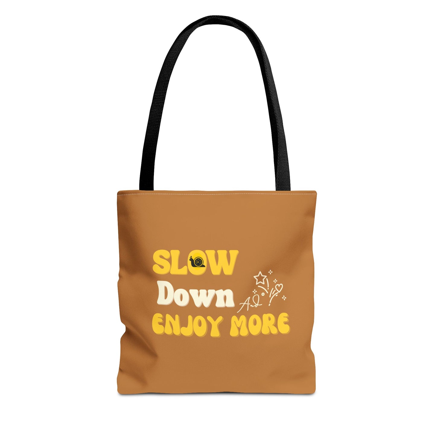 Slow living tote bag with black handle