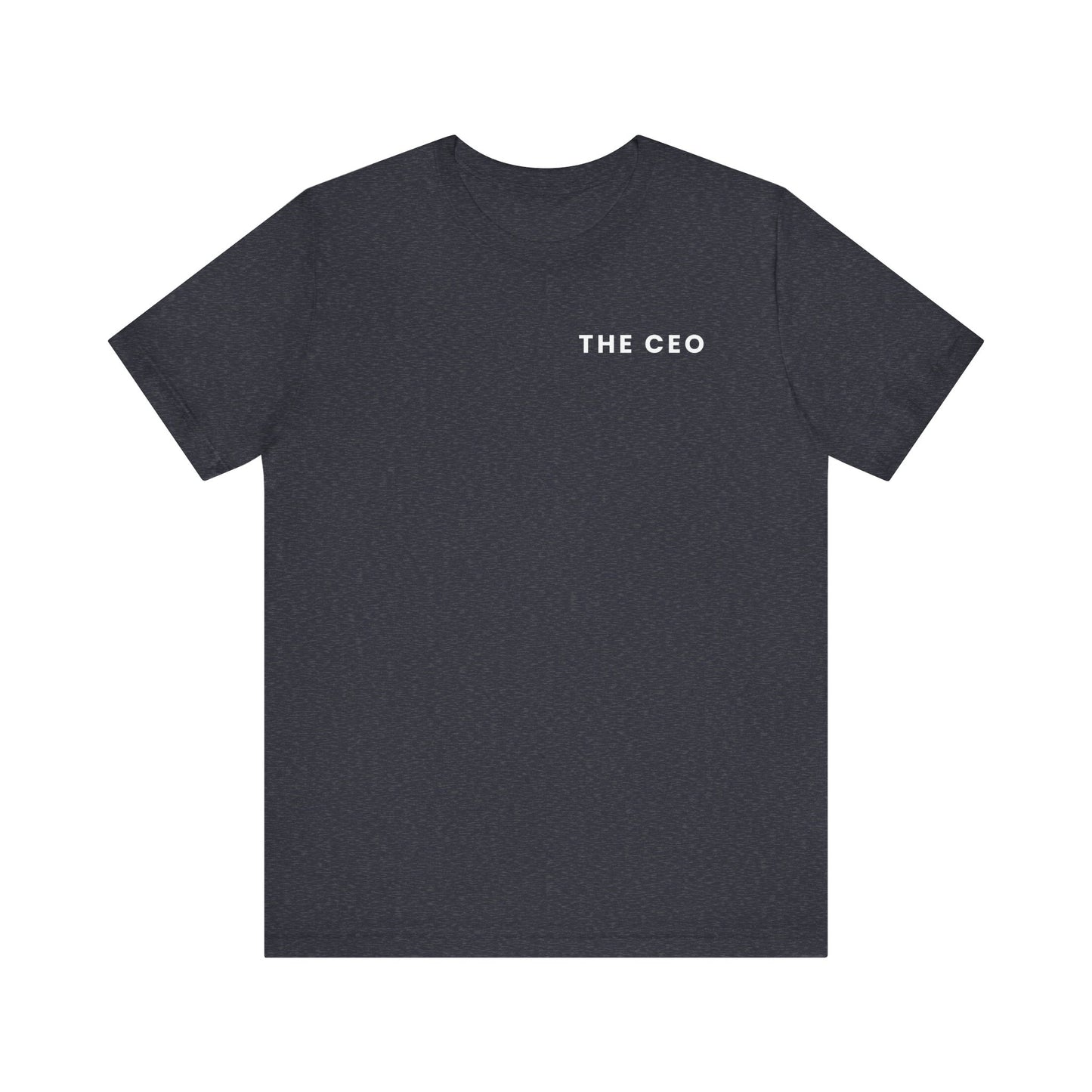 Black t-shirt with 'THE CEO' text on a white background
