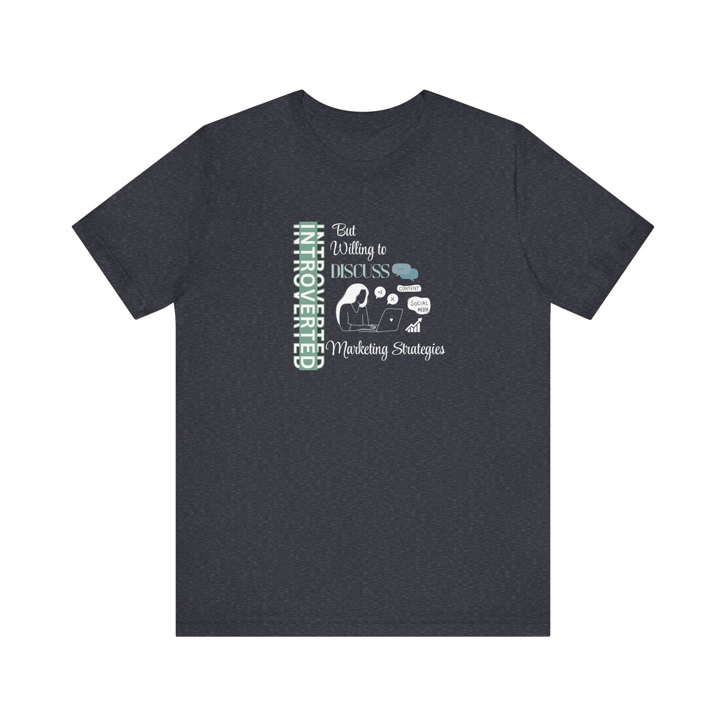 Introvert marketer tee - heather navy