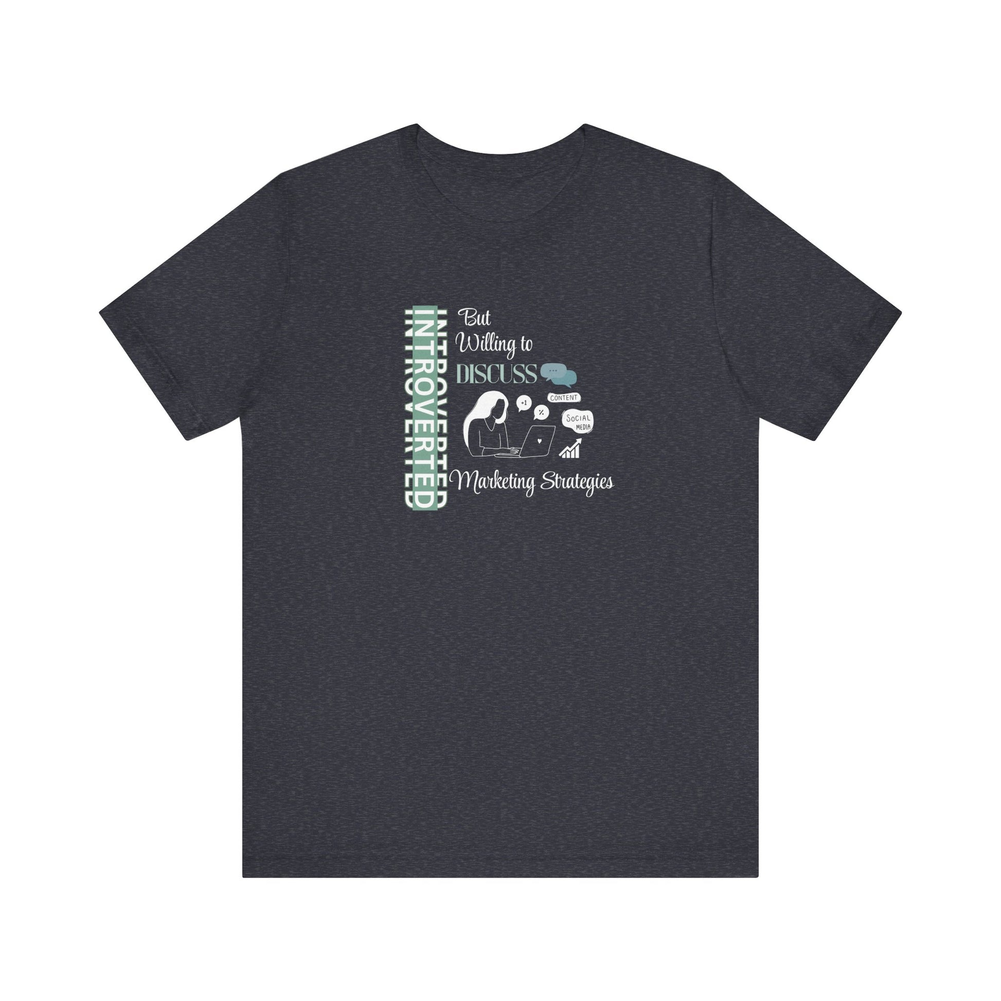 Introvert marketer tee - heather navy