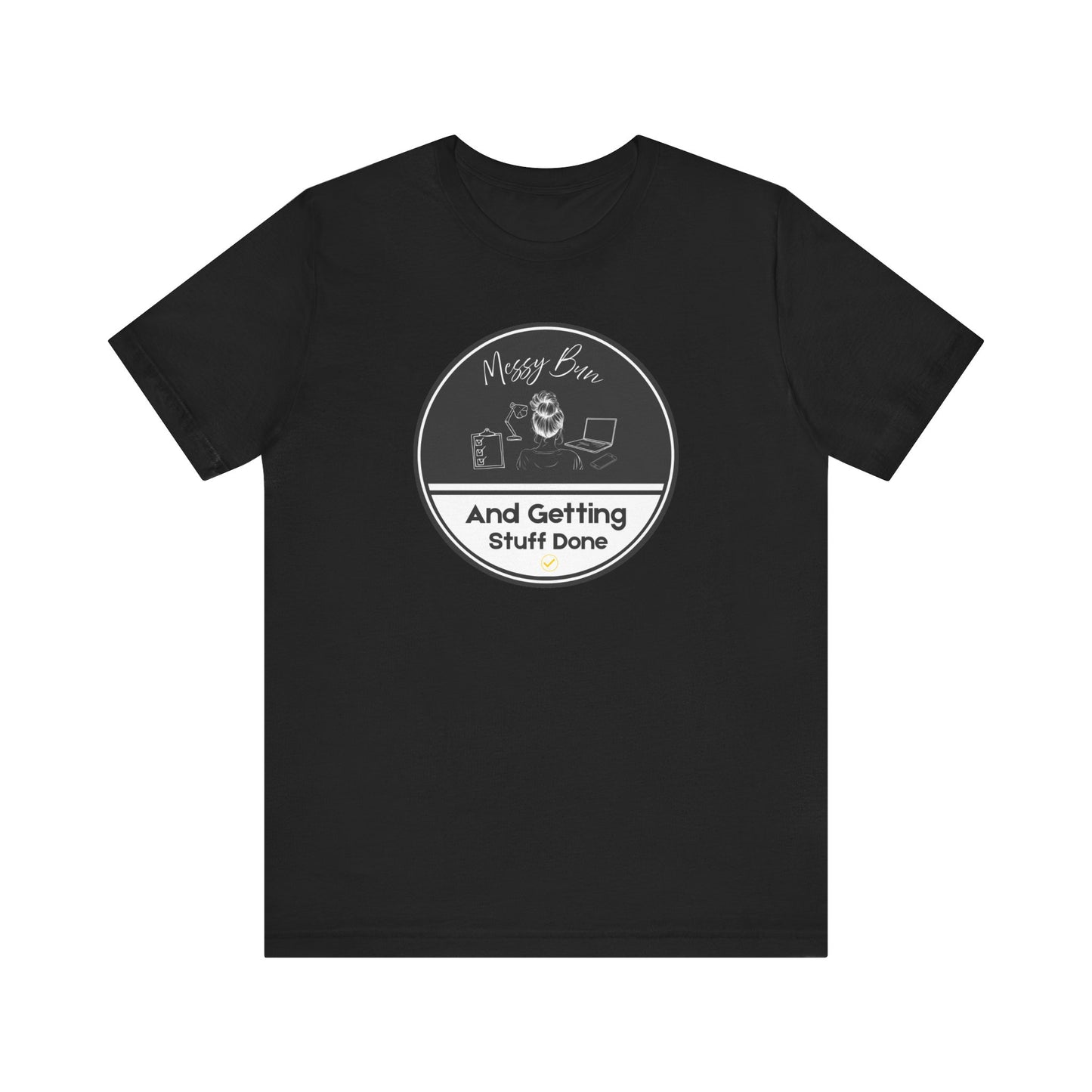 Messy bun t-shirt - black
