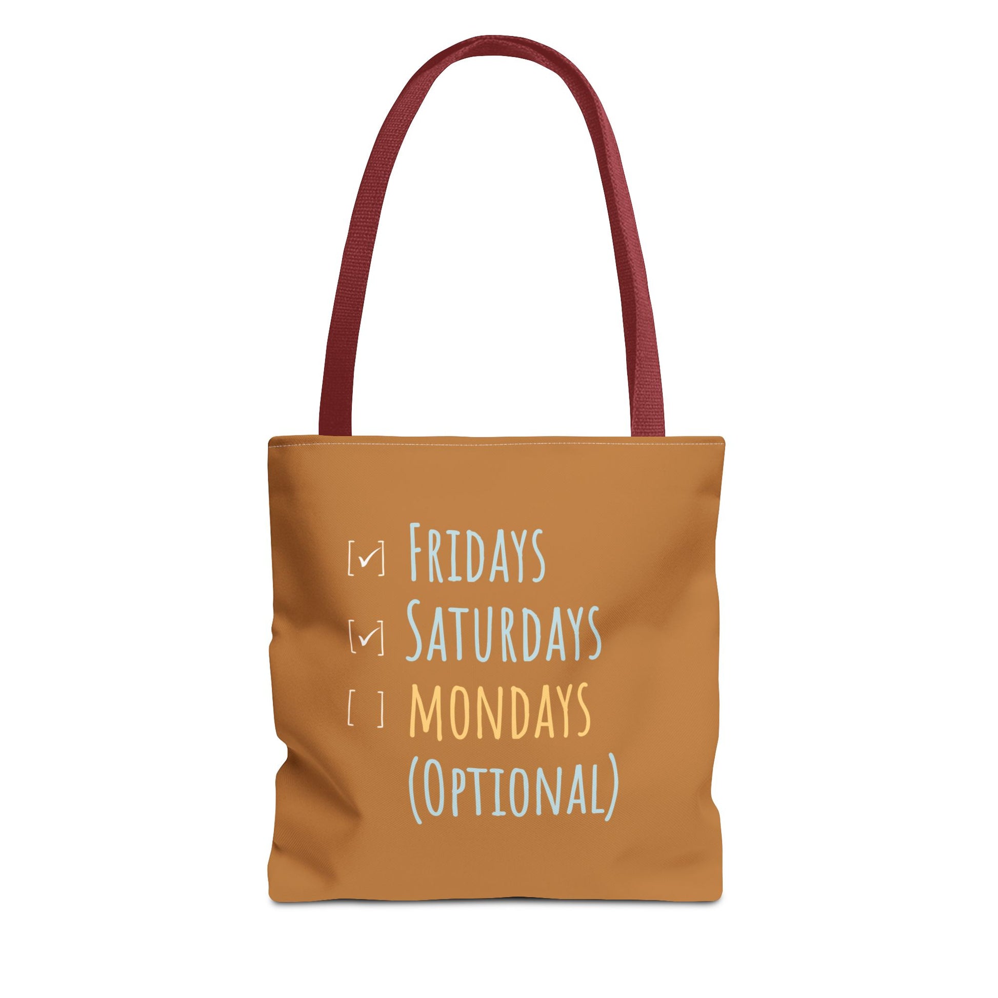 Funny tote bag with red handle