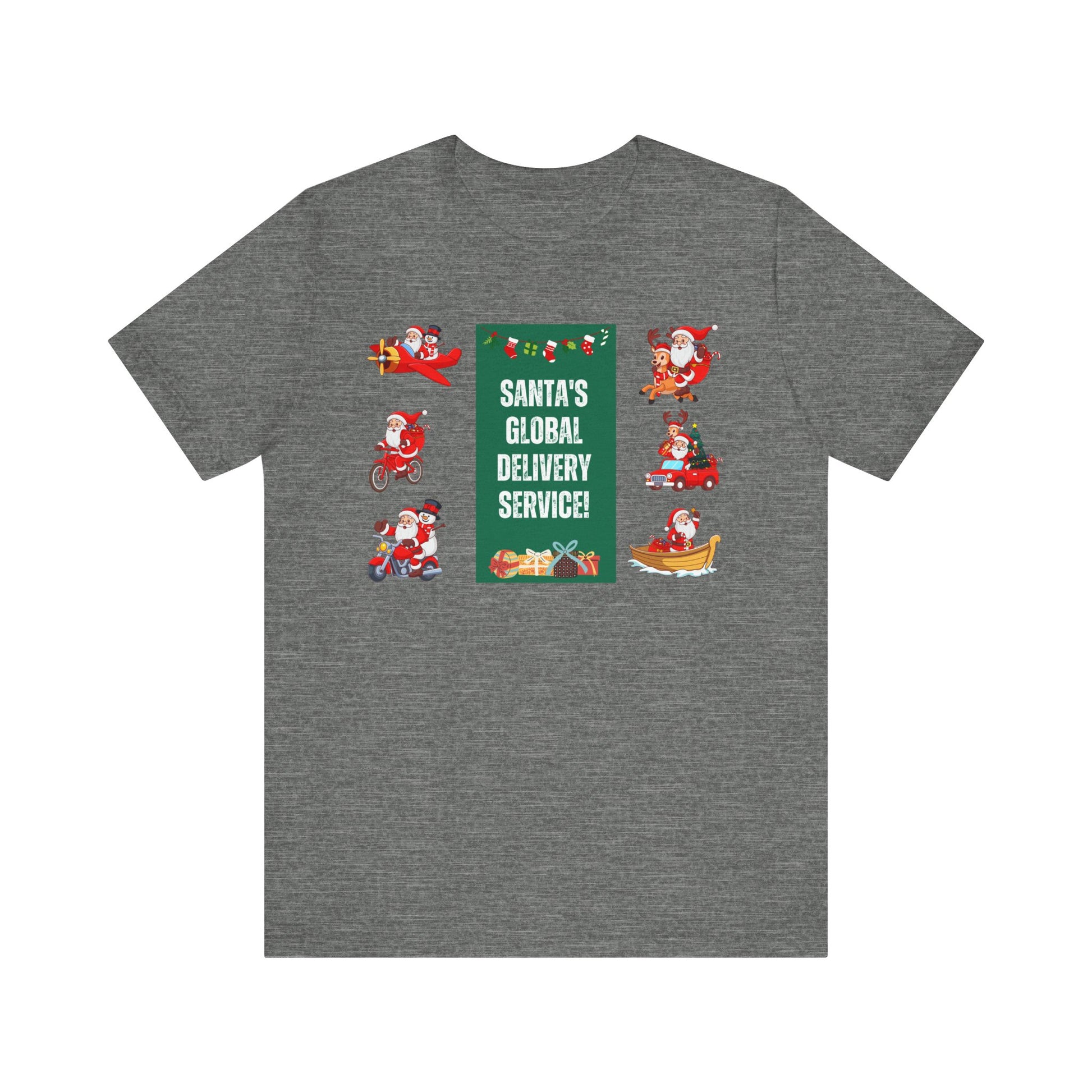 Santa's Global Delivery Service Festive Holiday T-Shirt - Deep Heather
