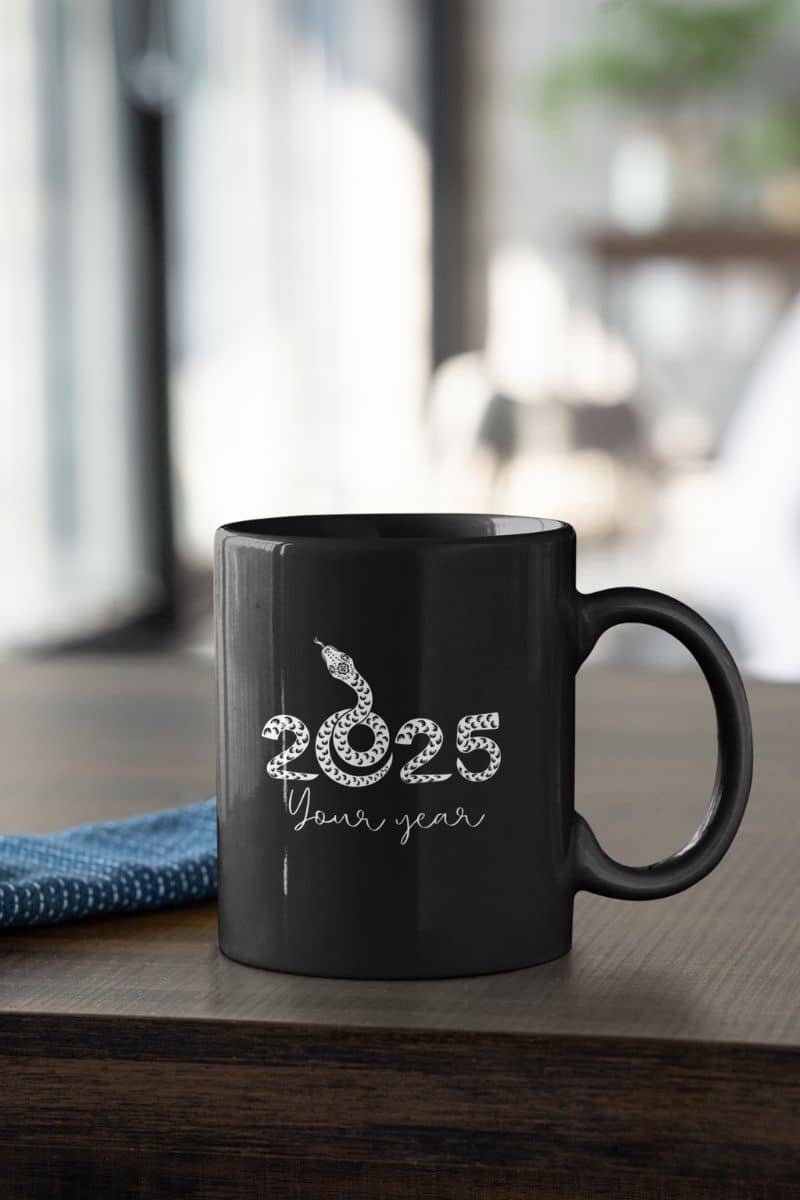 2025 Your Year Mug with a cup lying on the table
