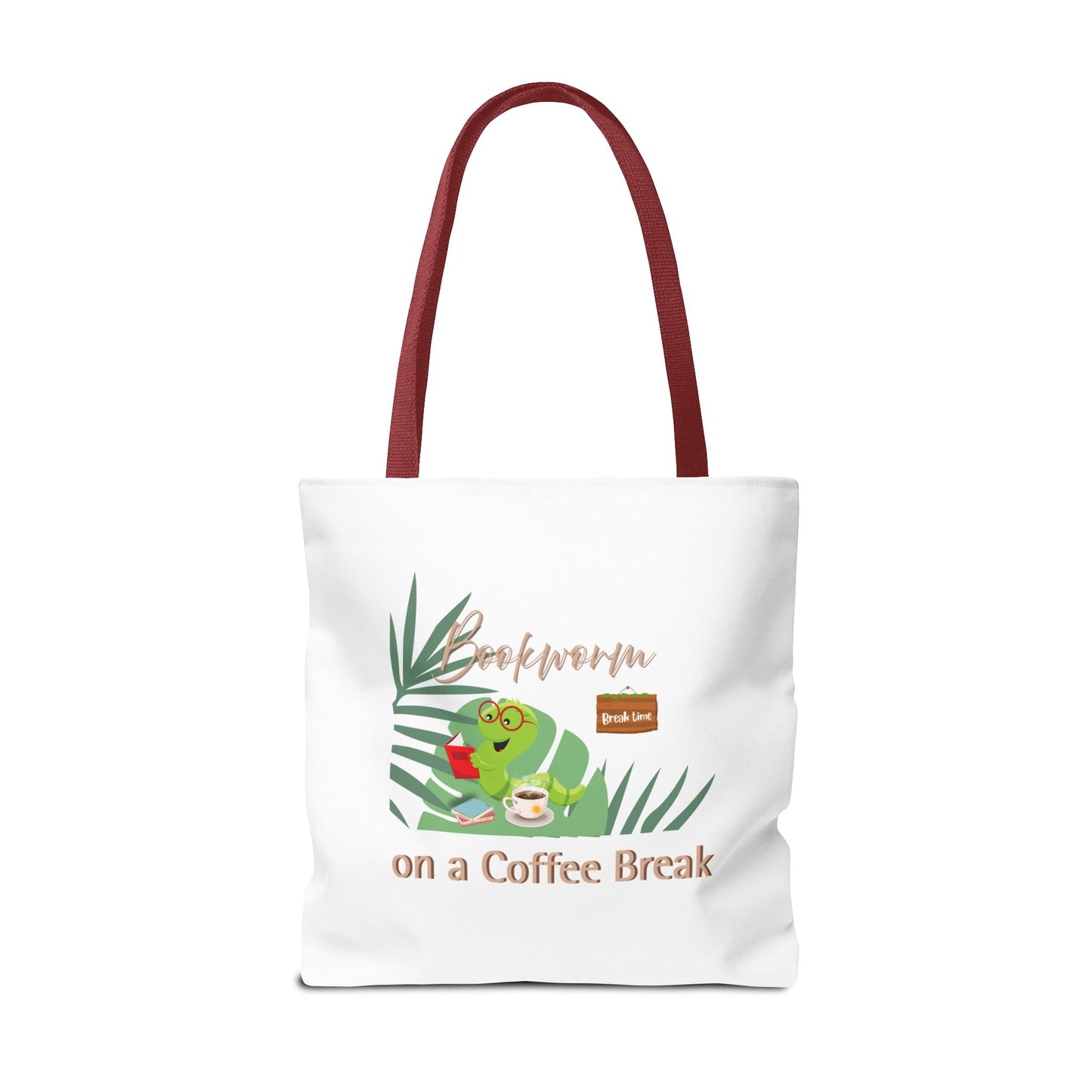 Reading break tote bag with handles red