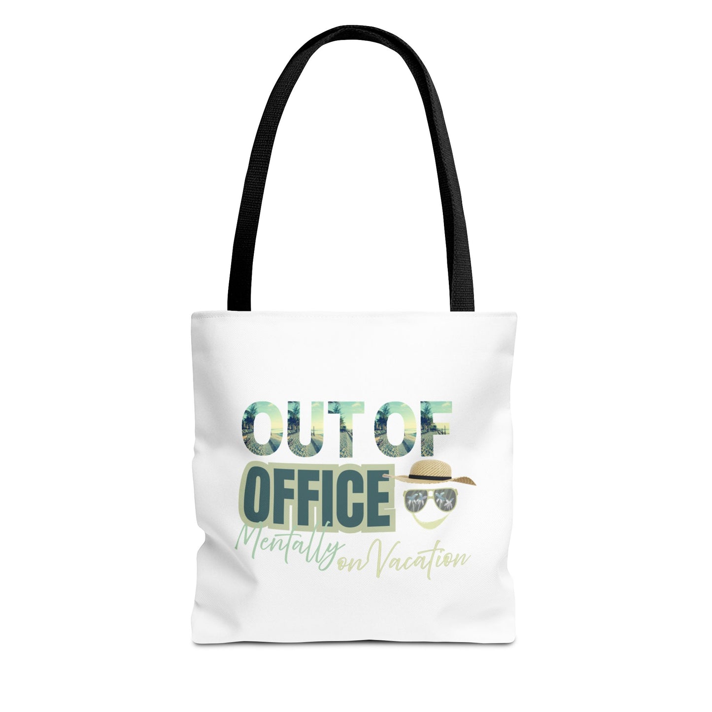 Beach tote bag with black handle