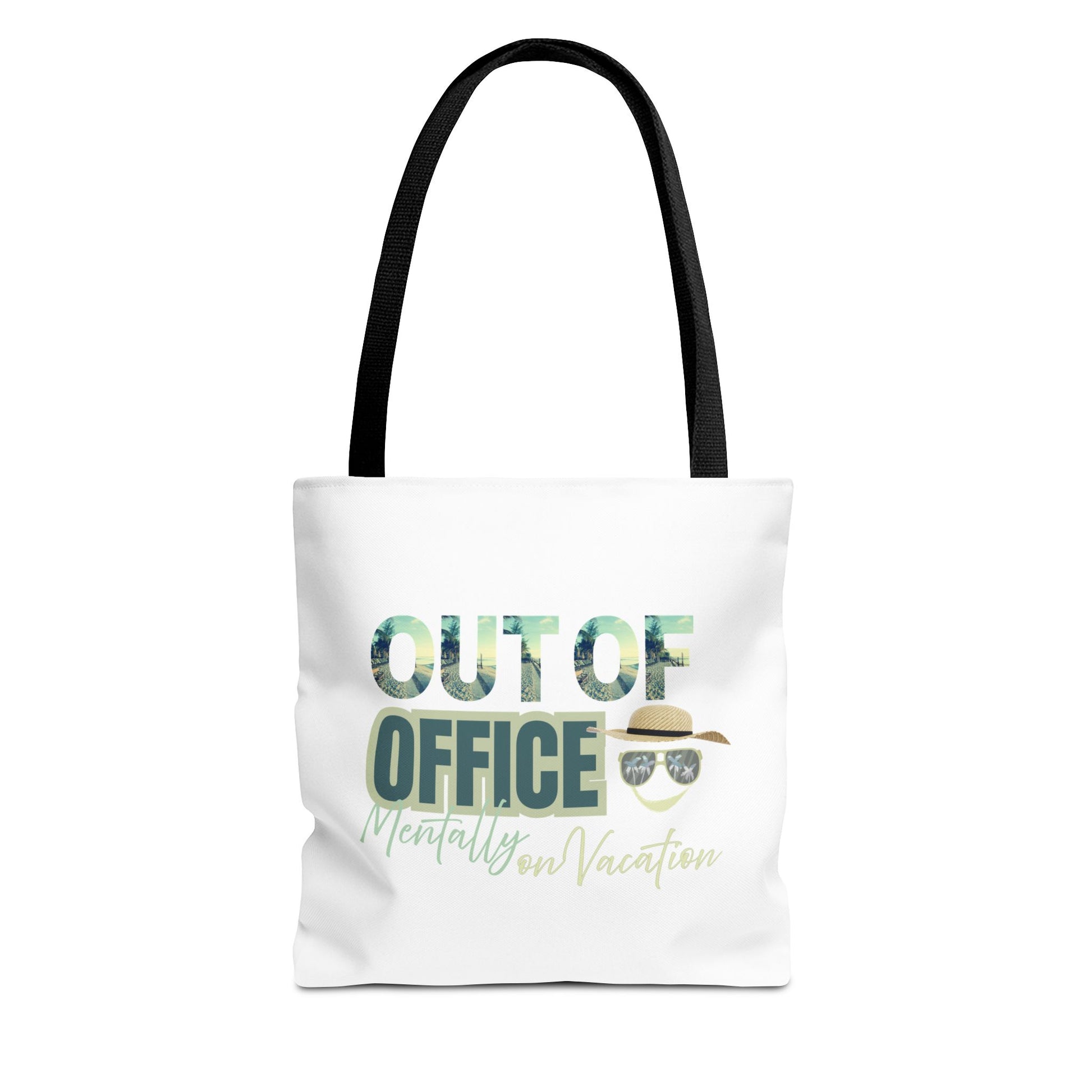 Beach tote bag with black handle