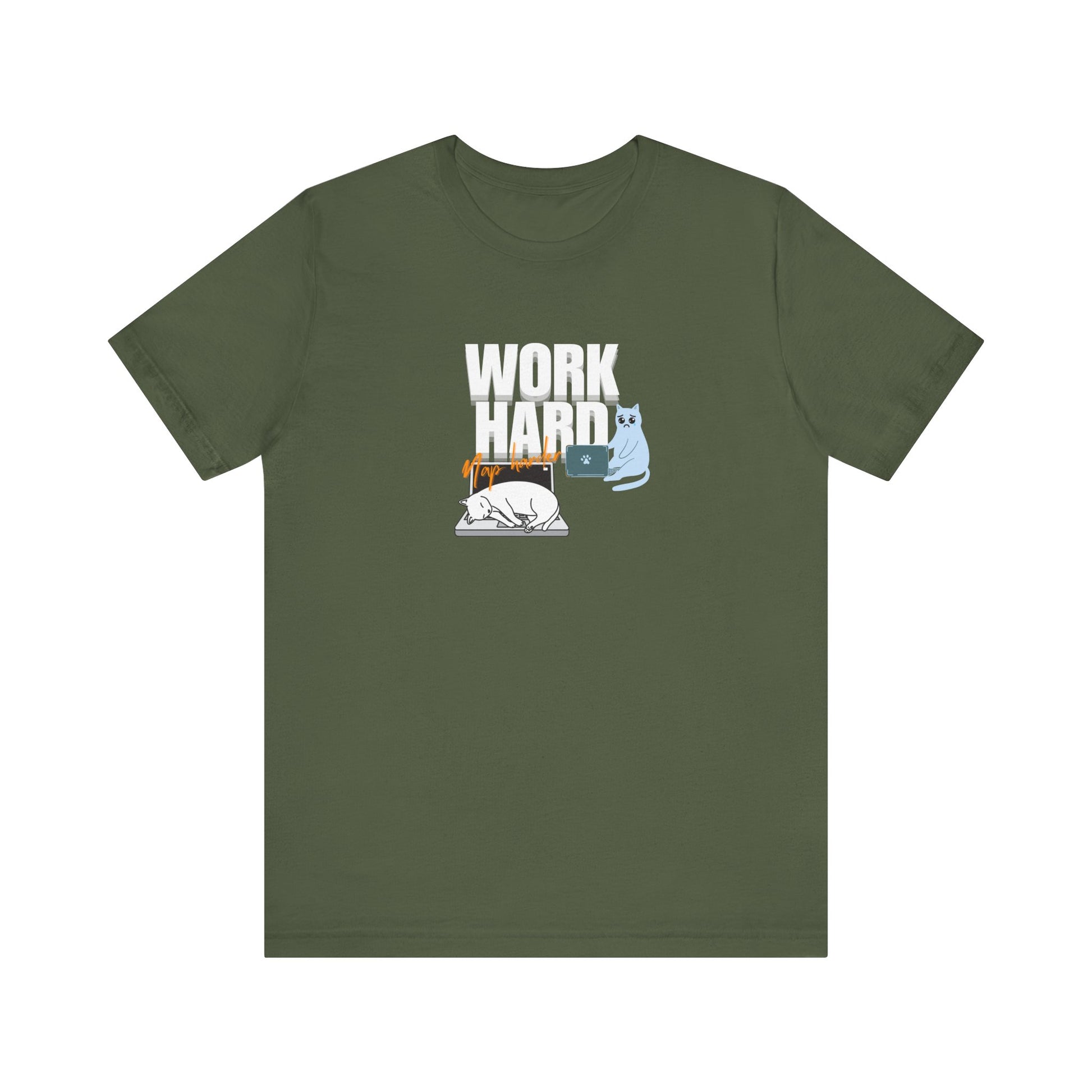 Work hard, nap harder t-shirt - military green