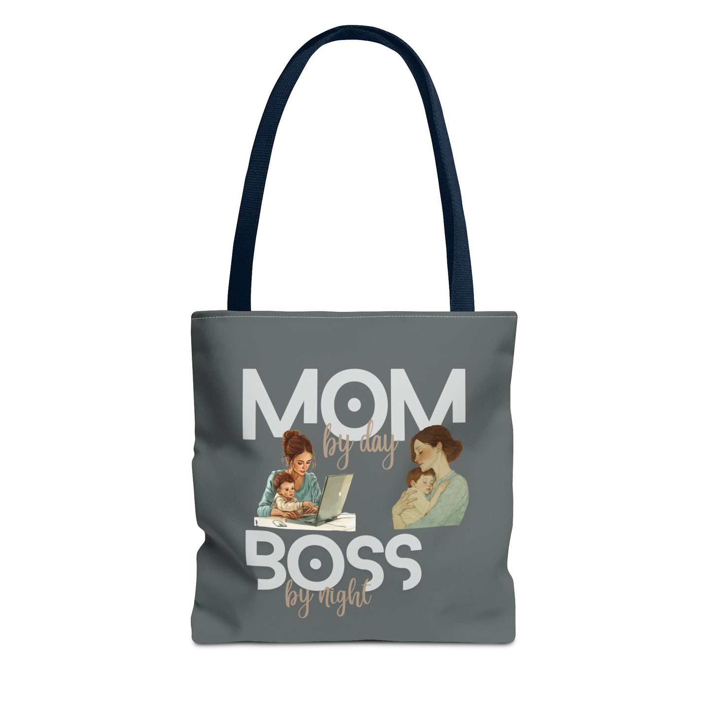 Trendy tote bag with navy handle