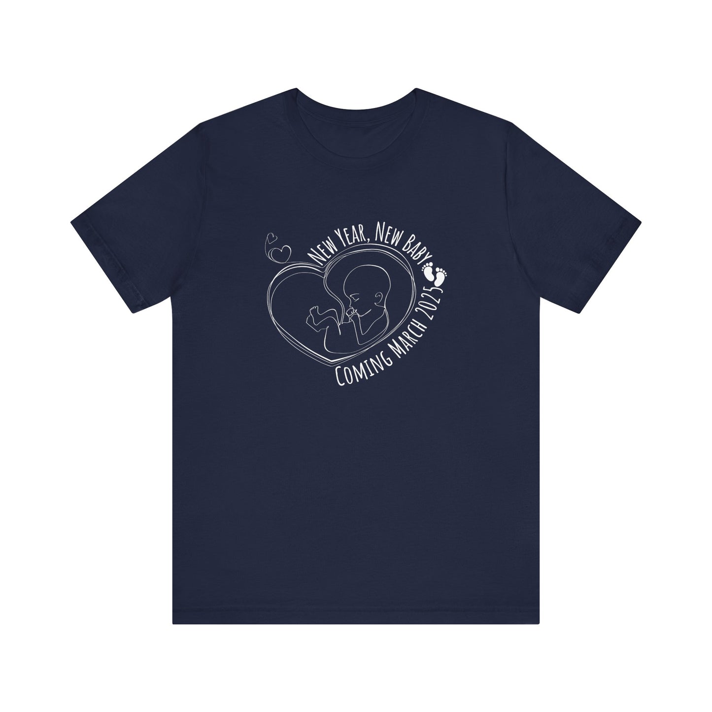 New Year, New Baby Coming March 2025 T-Shirt - Navy