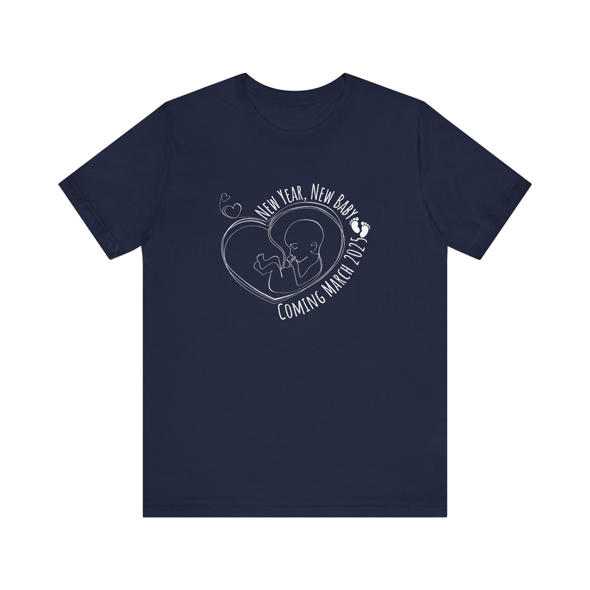 New Year, New Baby Coming March 2025 T-Shirt - Navy