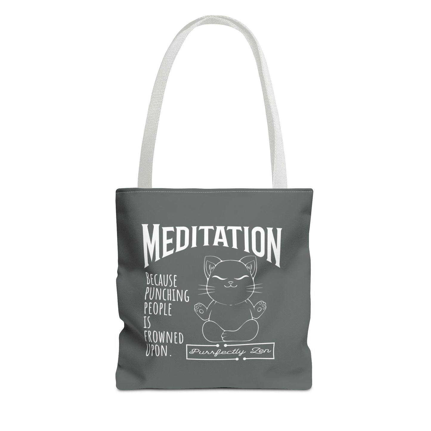 Meditation tote bag with white strap