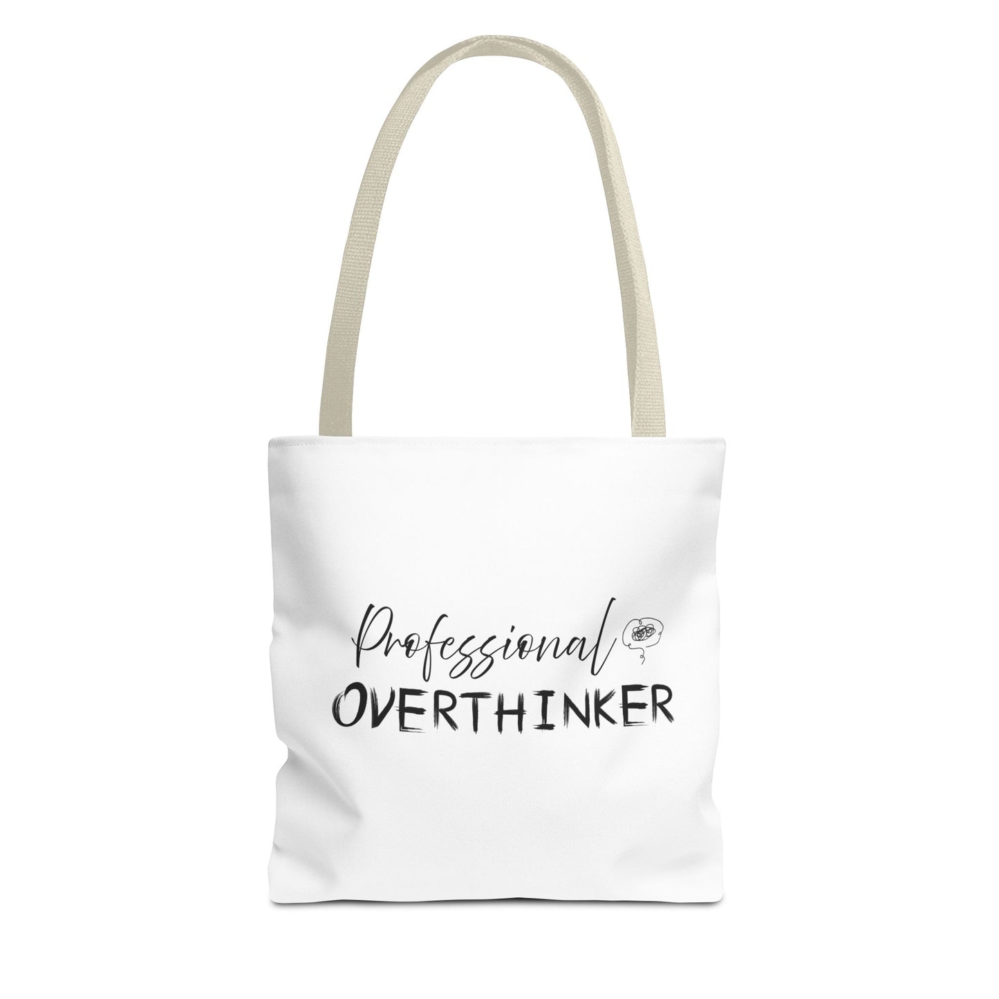 Overthinker tote bag with beige handle
