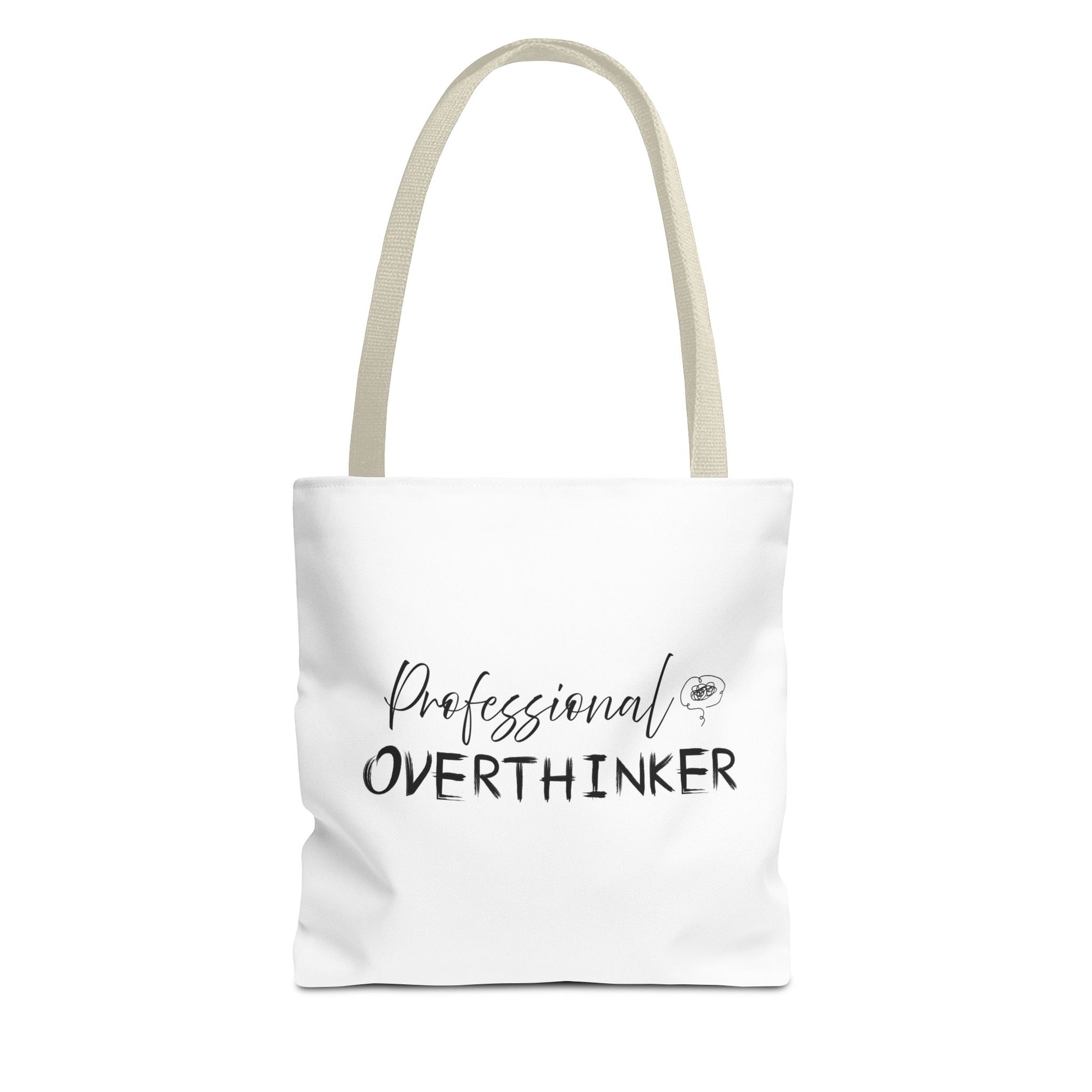 Overthinker tote bag with beige handle