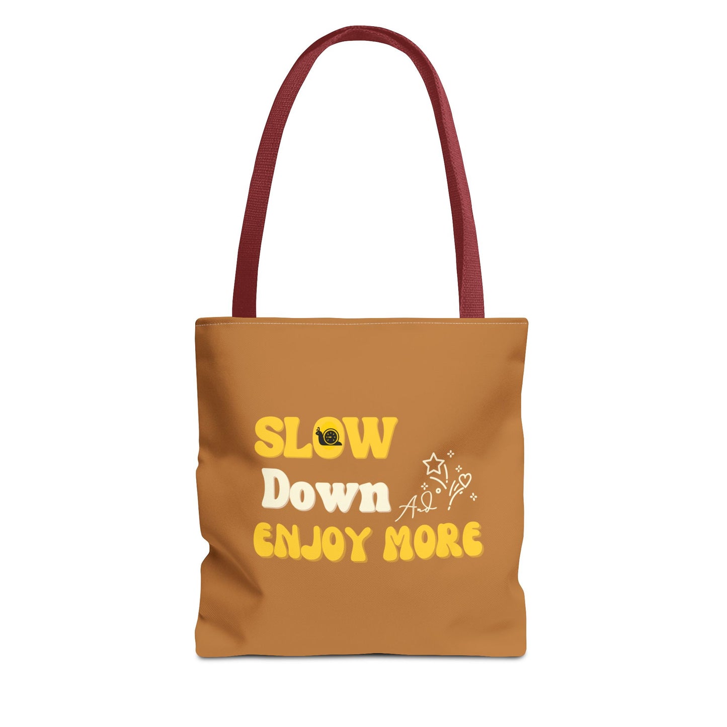 Slow living tote bag with red handle