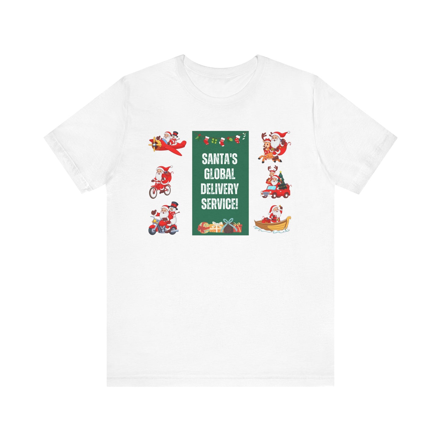 Santa's Global Delivery Service Festive Holiday T-Shirt - White