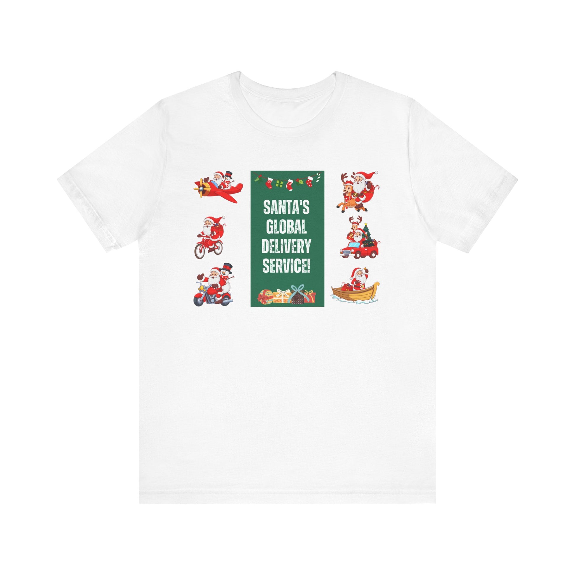 Santa's Global Delivery Service Festive Holiday T-Shirt - White