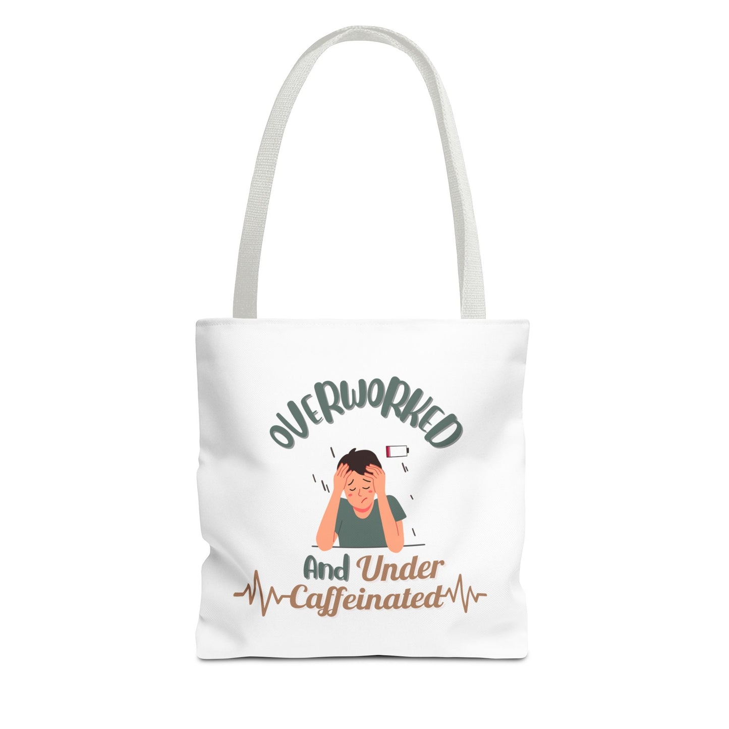 Caffeine addict tote bag with white handle