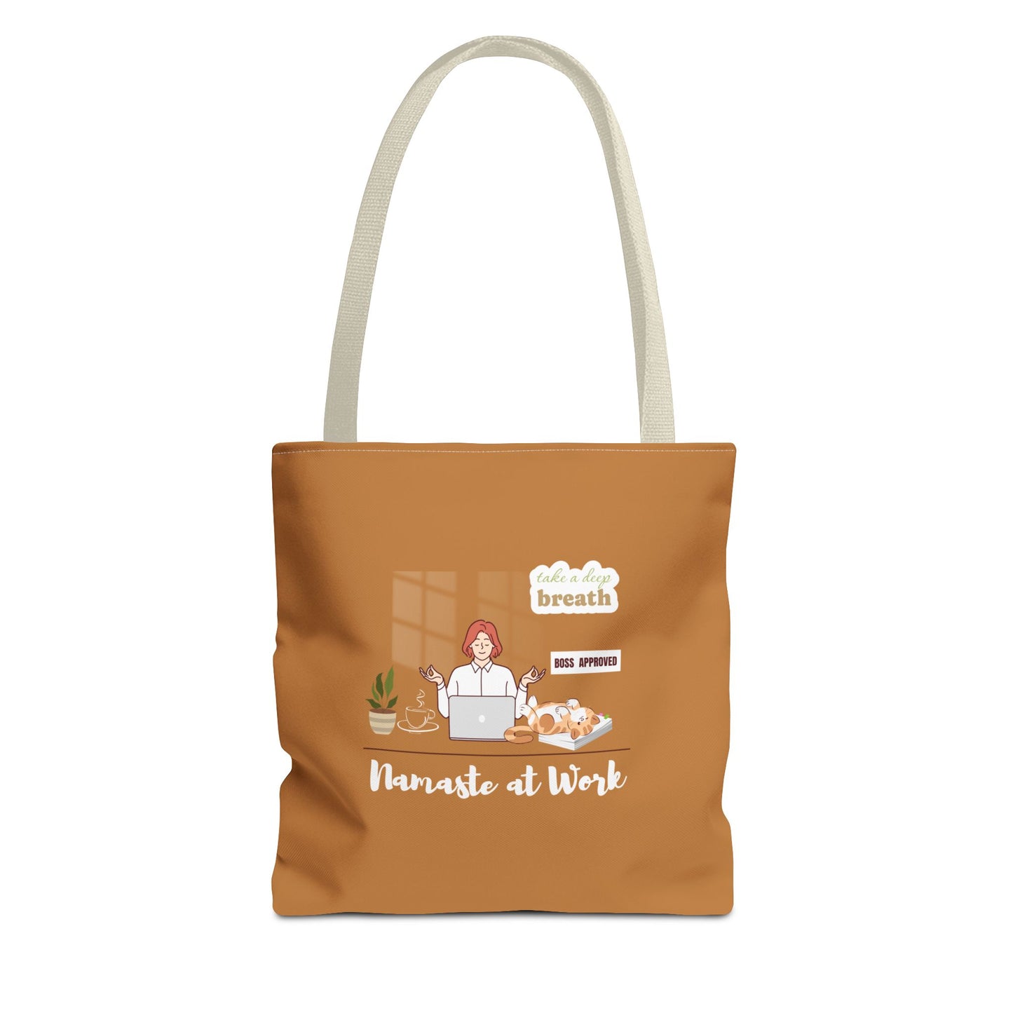 Yoga tote bag for work with handles beige