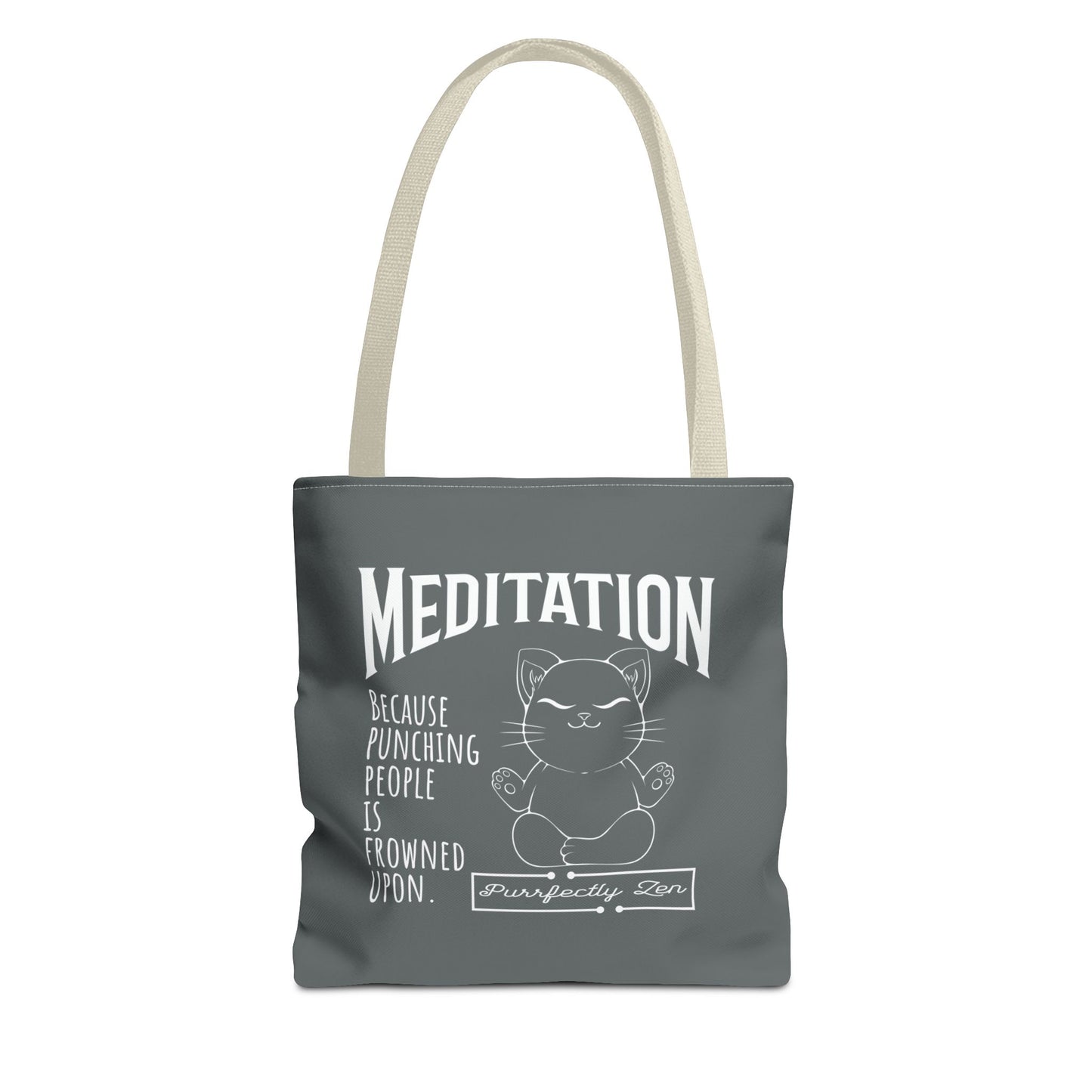 Meditation tote bag with beige strap