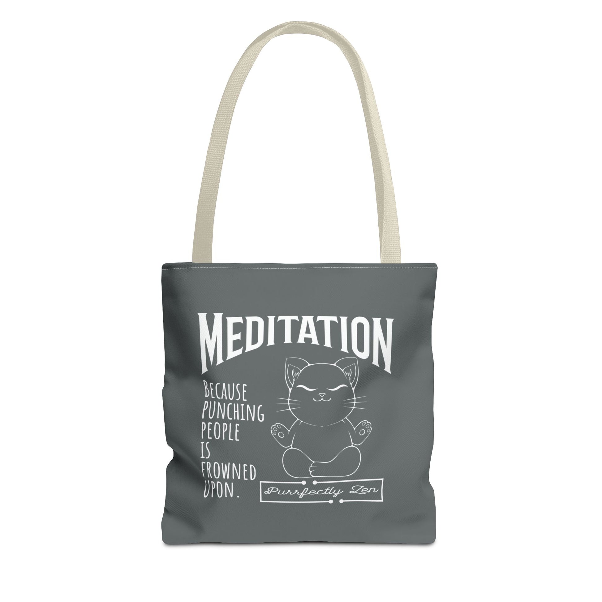 Meditation tote bag with beige strap