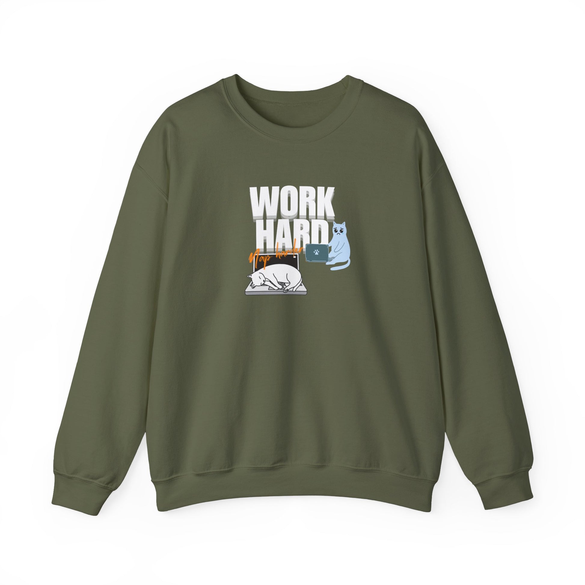 Work hard, nap harder sweatshirt - Military green