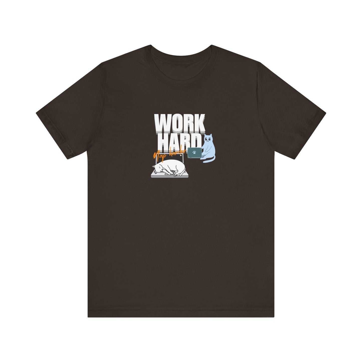Work hard, nap harder t-shirt - brown